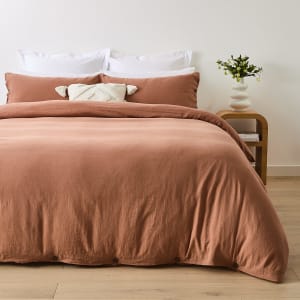 Kayden Linen Cotton Quilt Cover Set - Queen Bed, Natural
