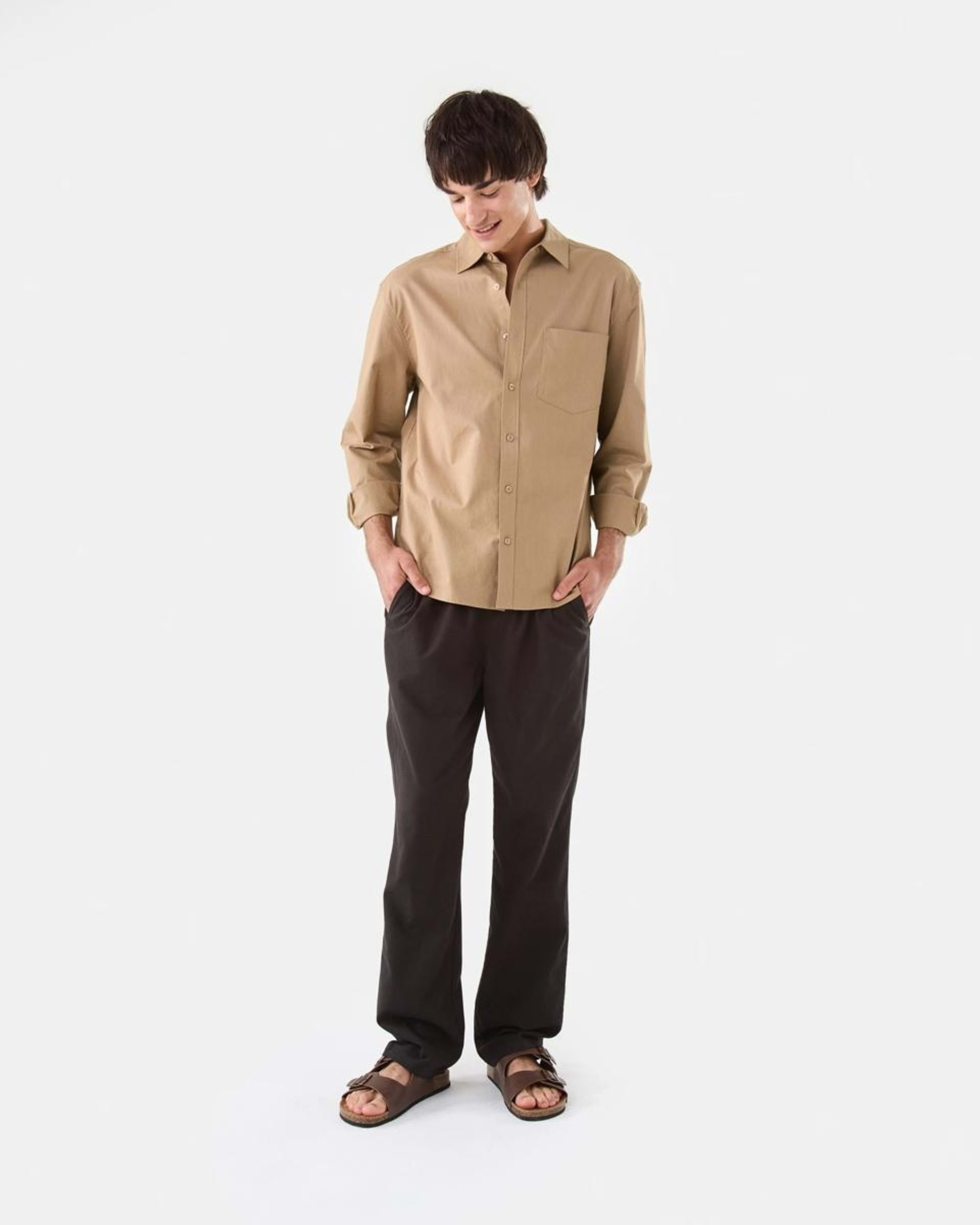 2 Long Sleeve Cotton Linen Shirt UNI BEIGE, 2 of 8