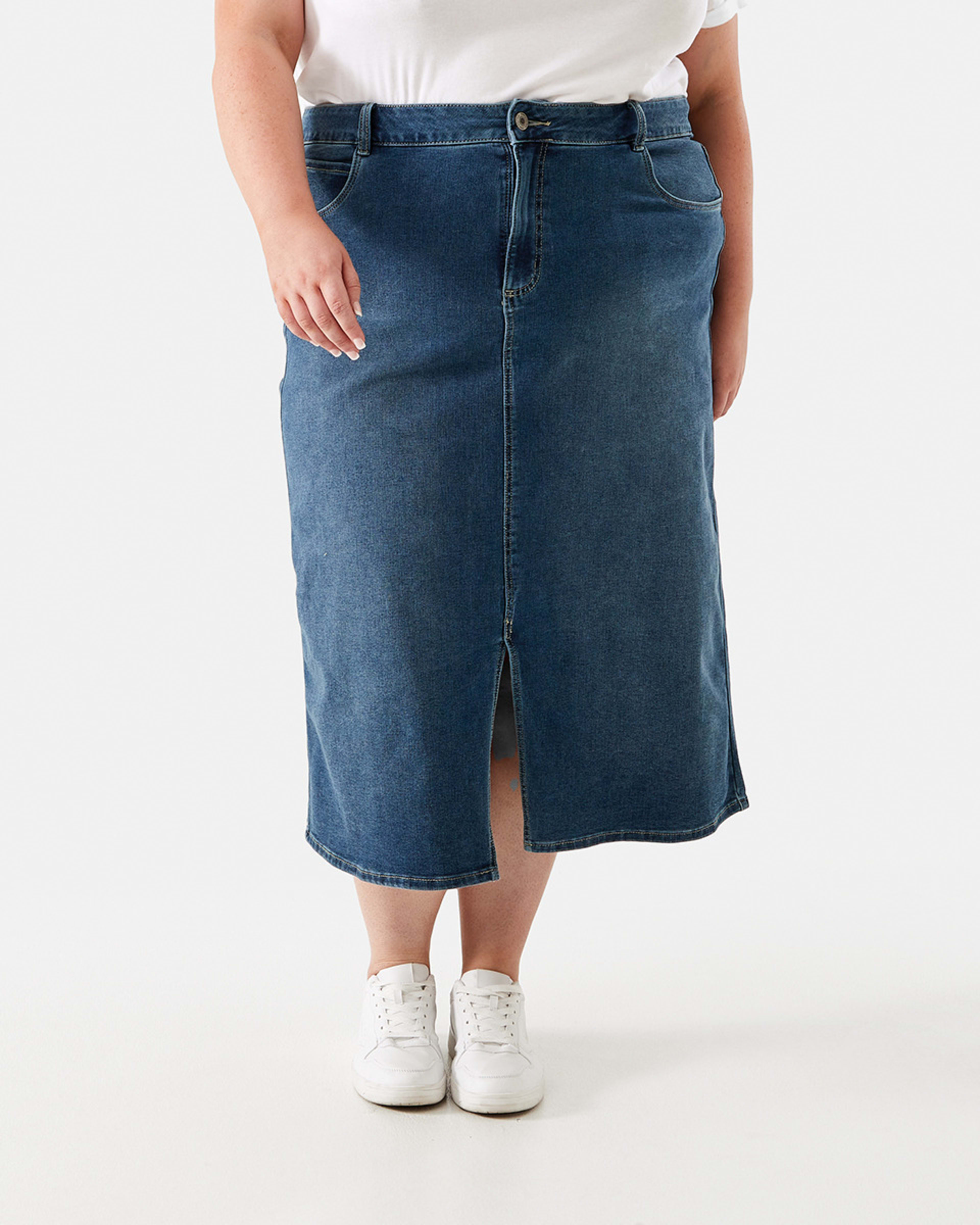 Curve Denim Longline Skirt Kmart