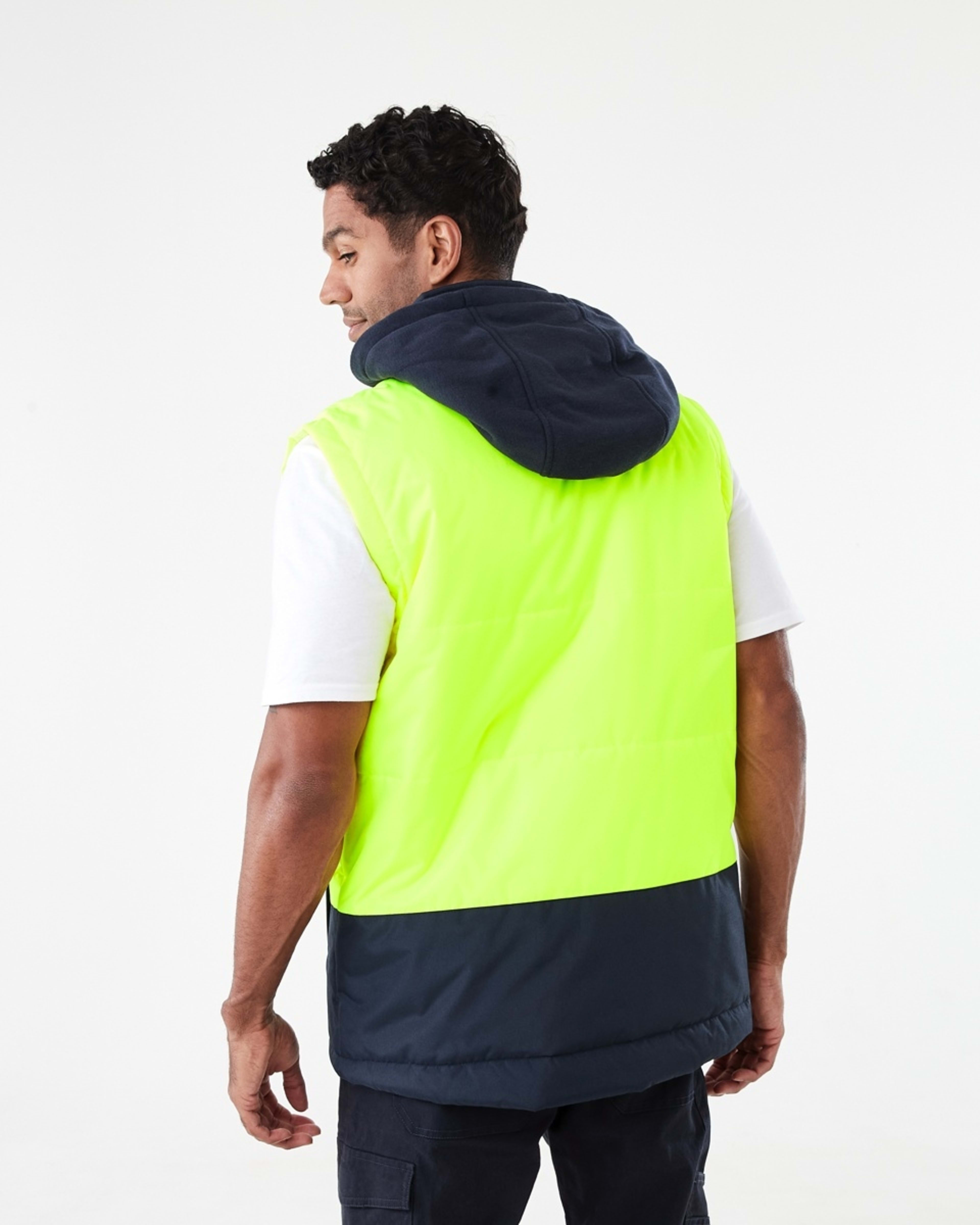 4 Hi-Visibility Hooded Puffer Vest Yellow, 4 of 7