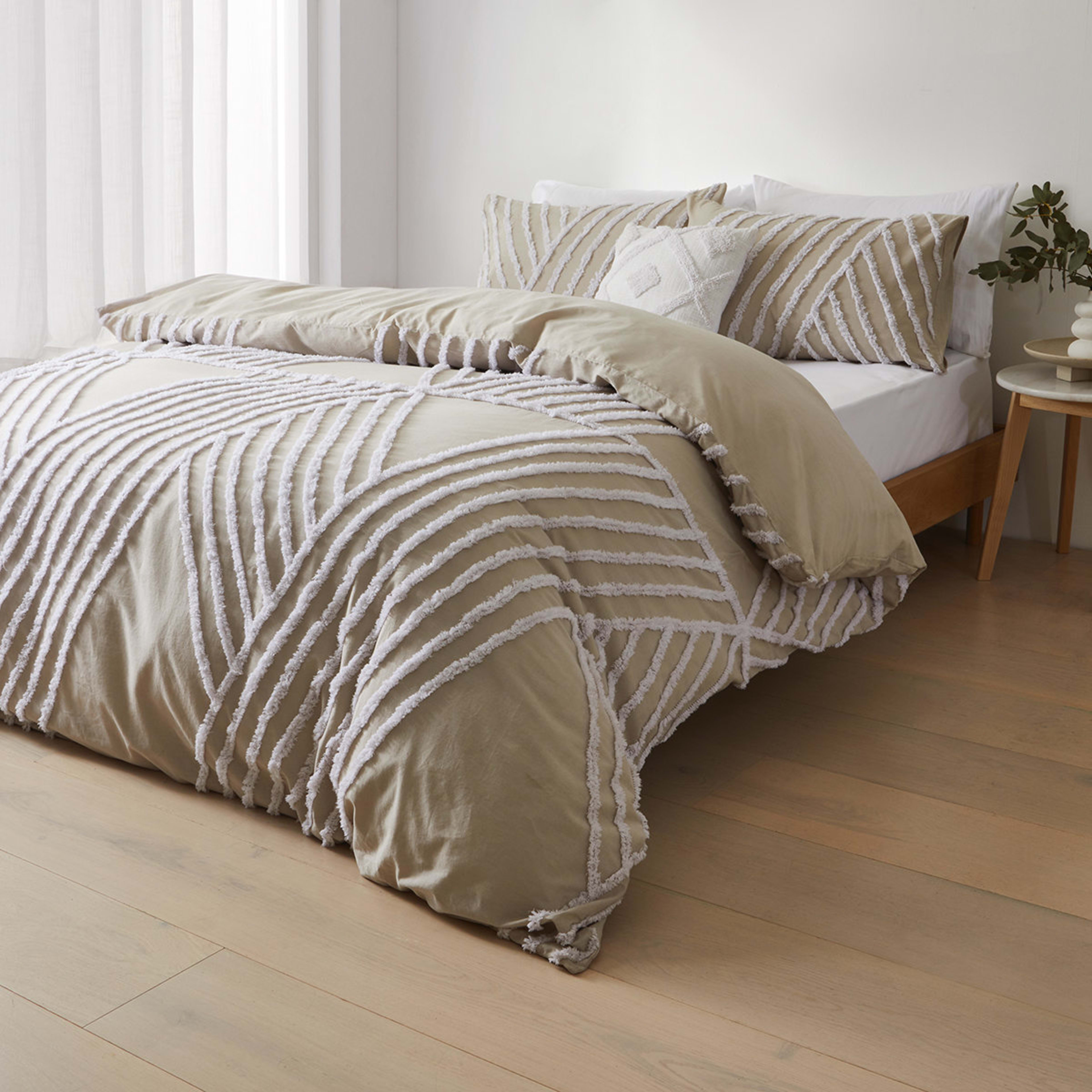 Phoenix Cotton Quilt Cover Set King Bed, Beige Kmart