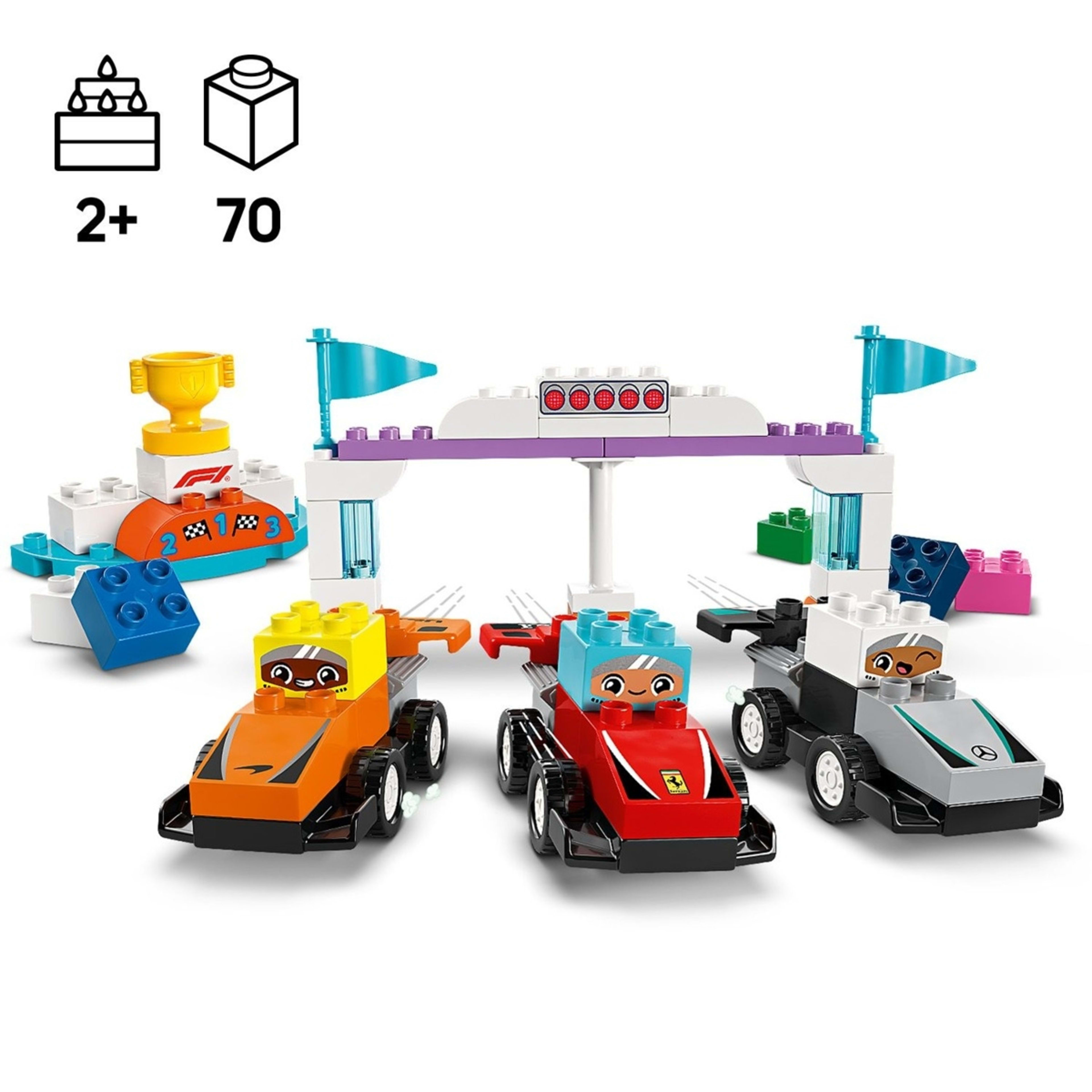 4 LEGO DUPLO Town F1 Team Race Cars & Drivers 10445, 4 of 10