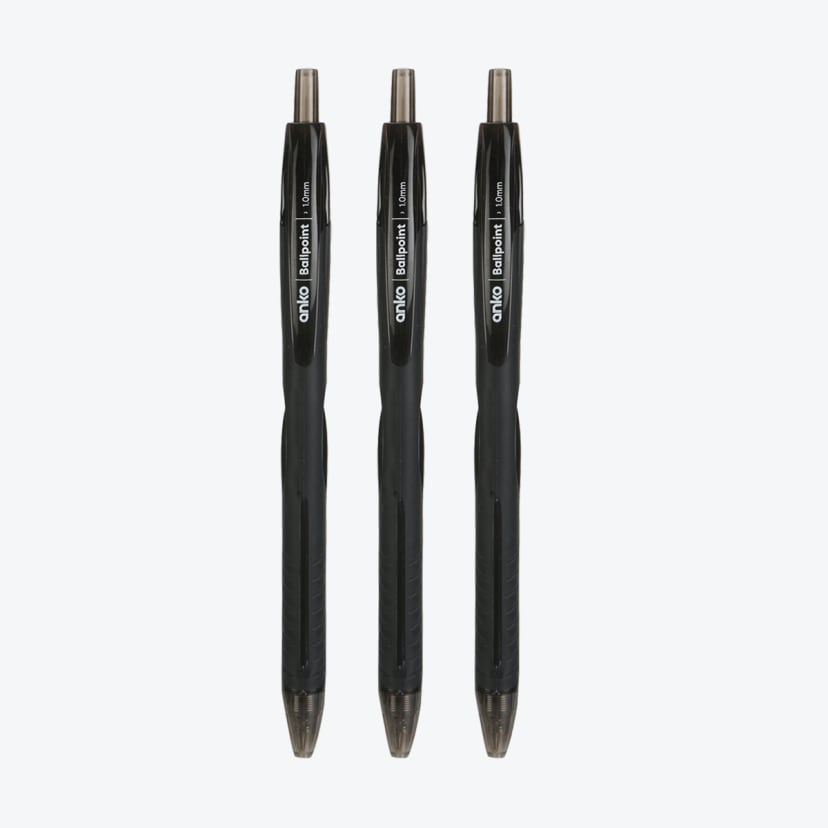 3 Pack Retractable Ballpoint Pens Black Kmart