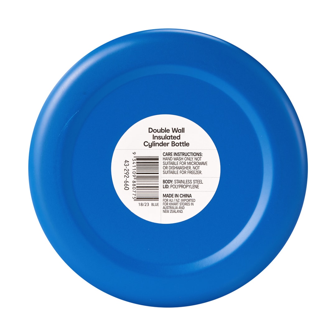 960ml Blue Double Wall Insulated Cylinder Drink Bottle Kmart