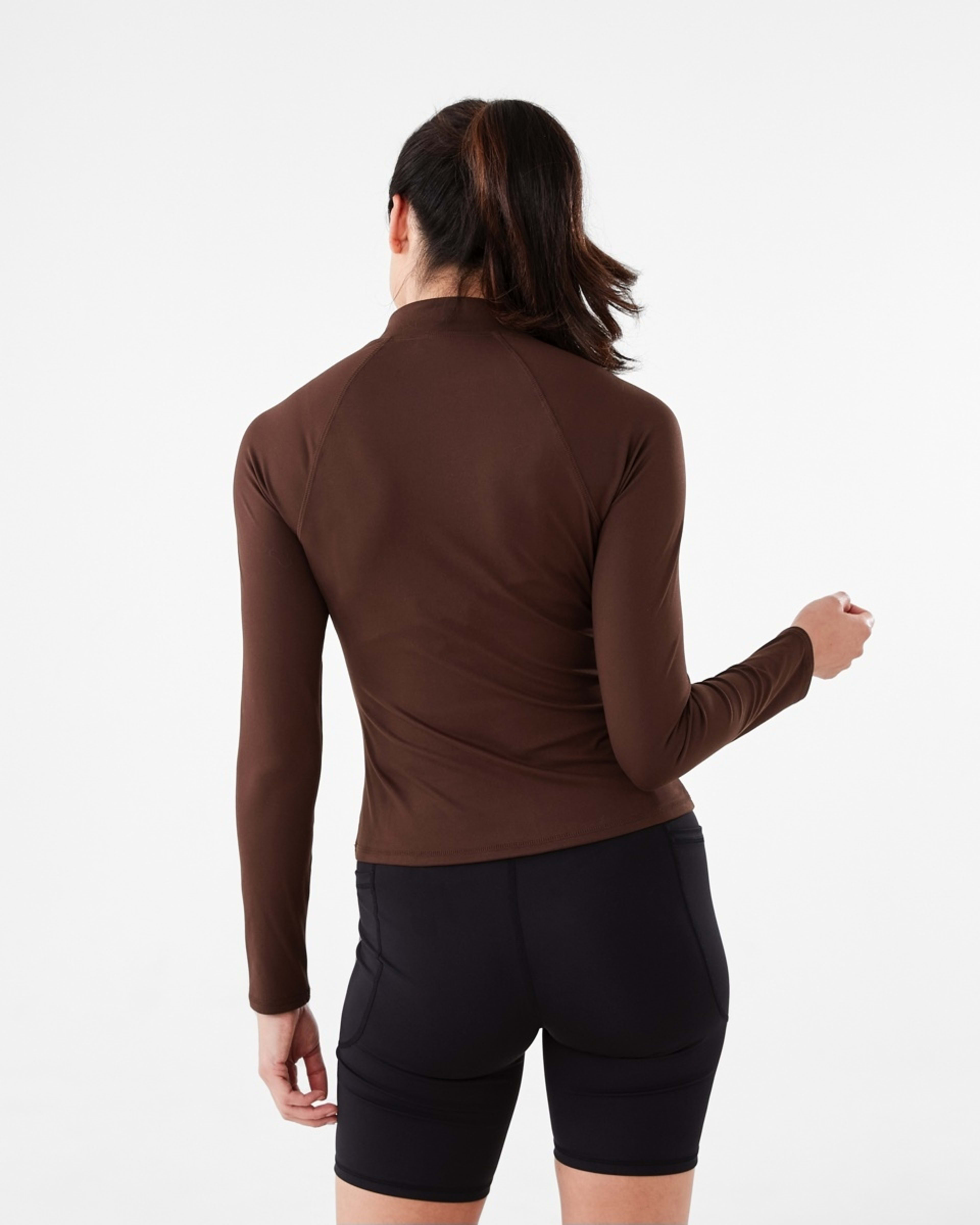 3 Active Womens Long Sleeve 1/4 Zip Ultrasoft Top Chocdream, 3 of 5