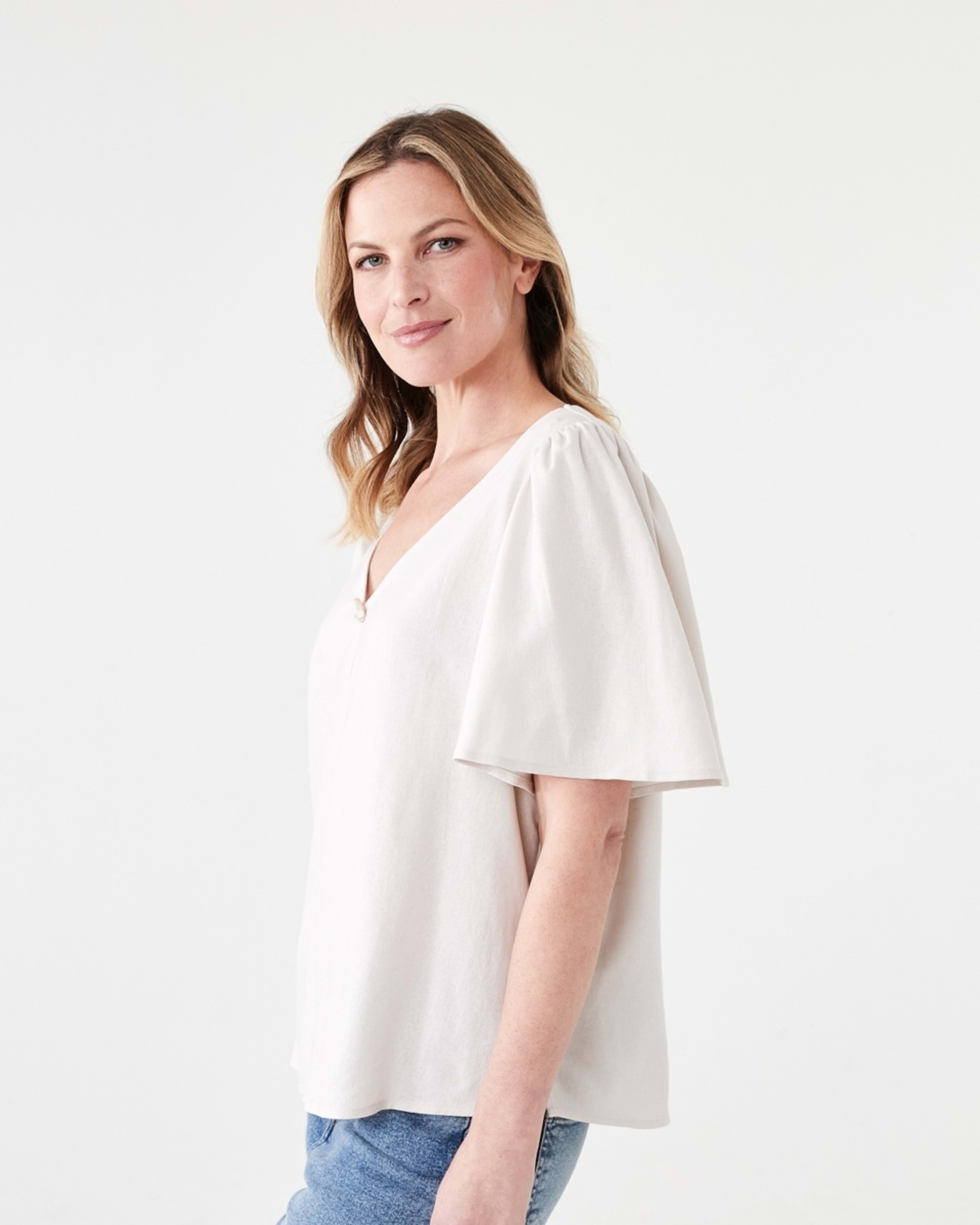 2 Short Sleeve Flutter Top NATURAL BEIGE, 2 of 6
