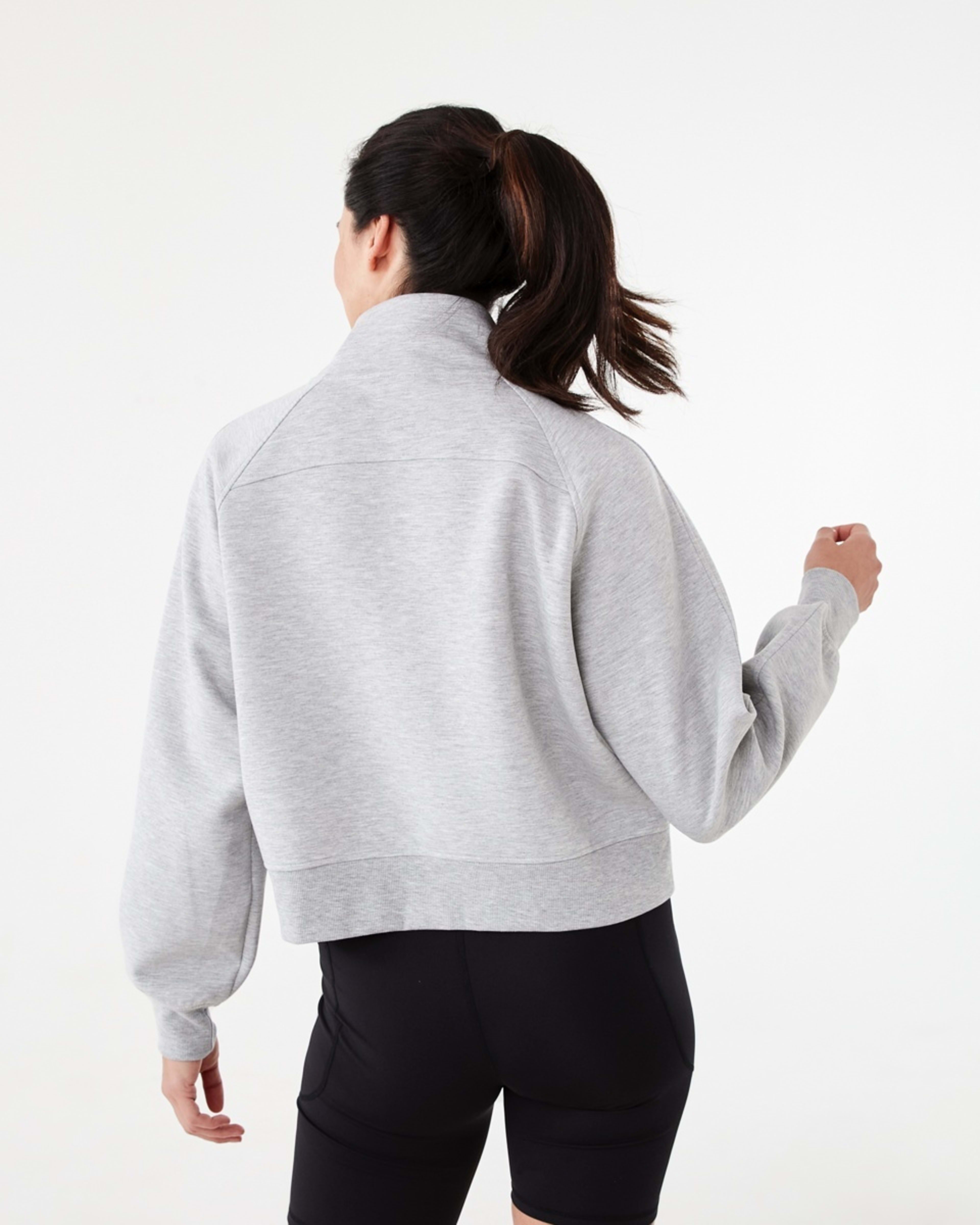 3 Active Womens Half Zip Long Sleeve Sweatshirt Grey Marle, 3 of 6