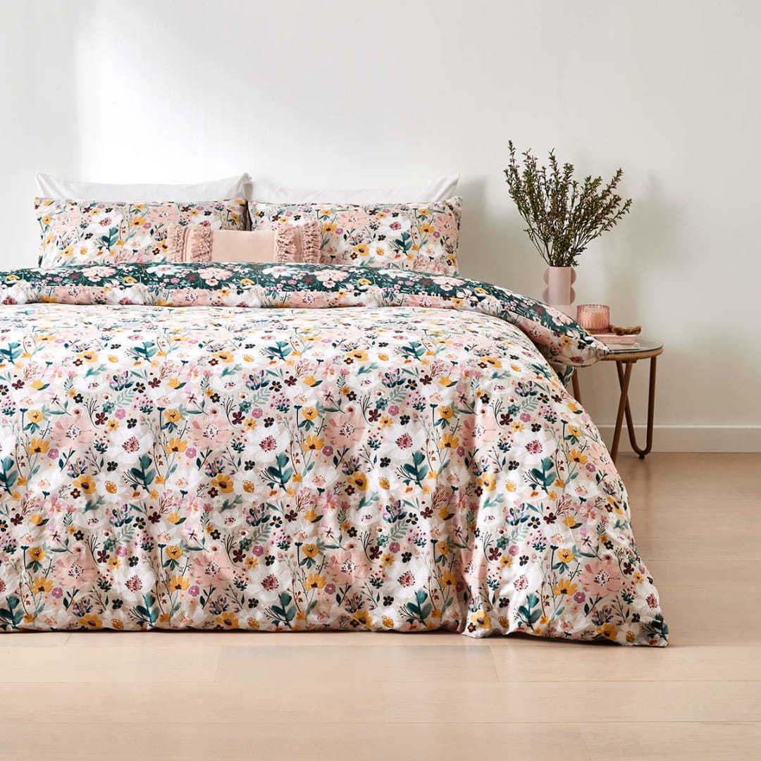 Calista Reversible Quilt Cover Set King Bed Kmart