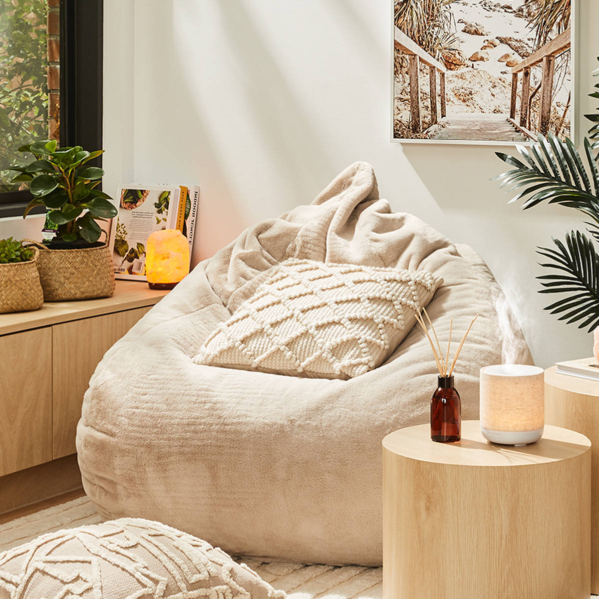 Natural Faux Fur Bean Bag Kmart