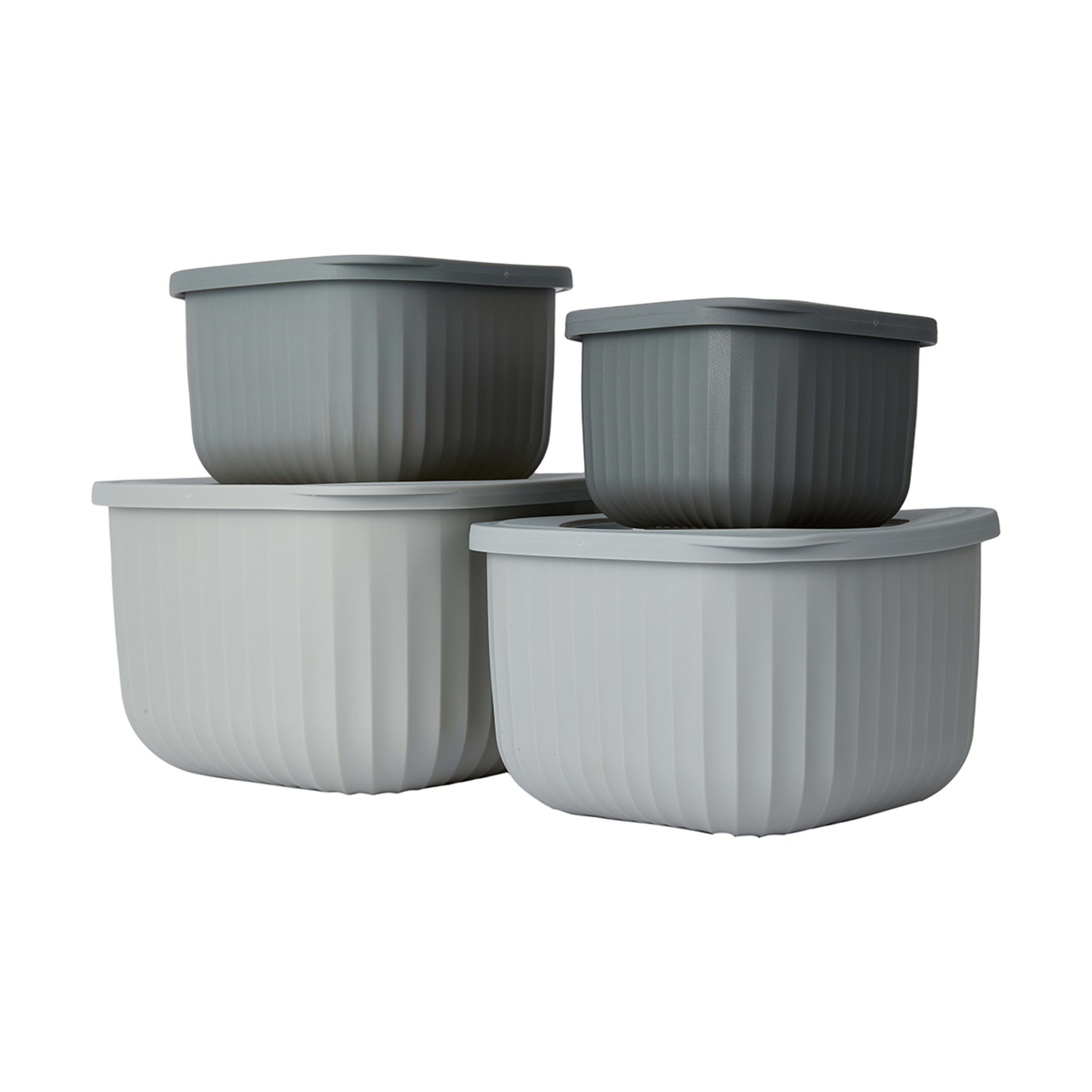 2 4 Piece Square Nested Food Storage Set - Grey, 2 of 10