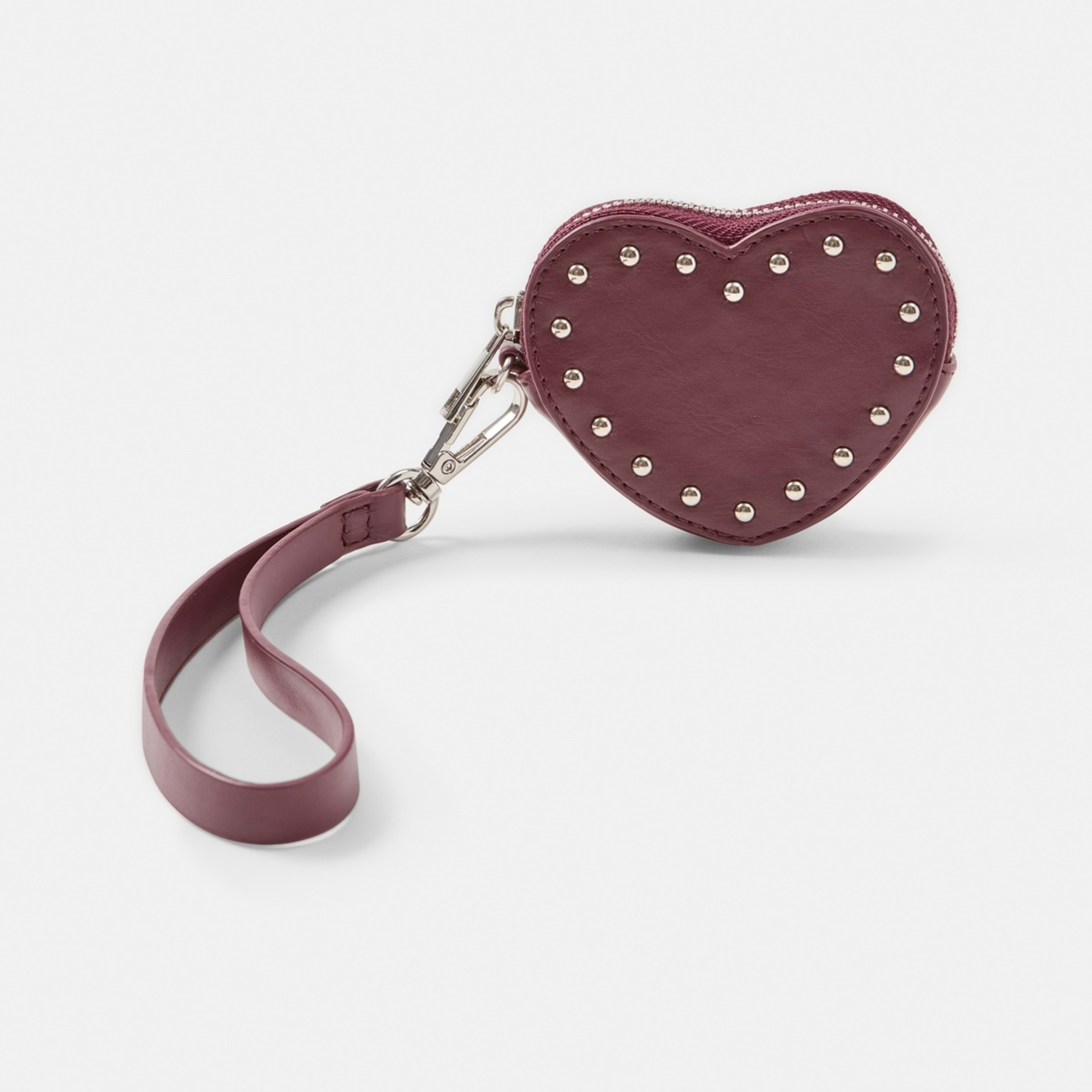 1 Zip Stud Heart Charm Keyring Red, 1 of 4