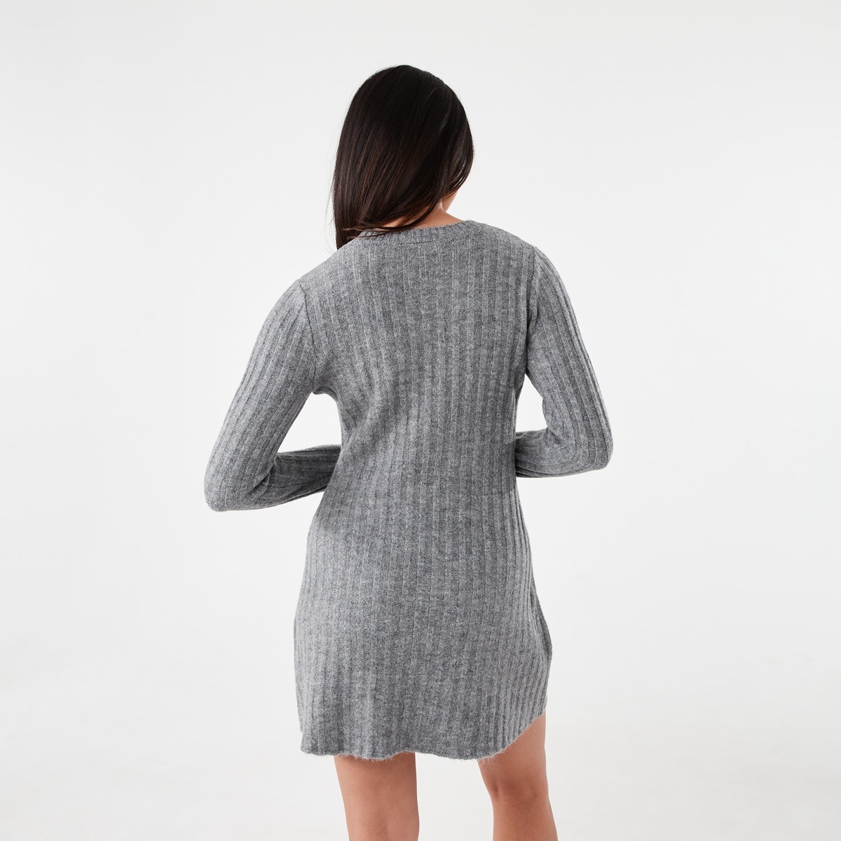 Long Sleeve Rib True Knit Skater Mini Dress Kmart NZ