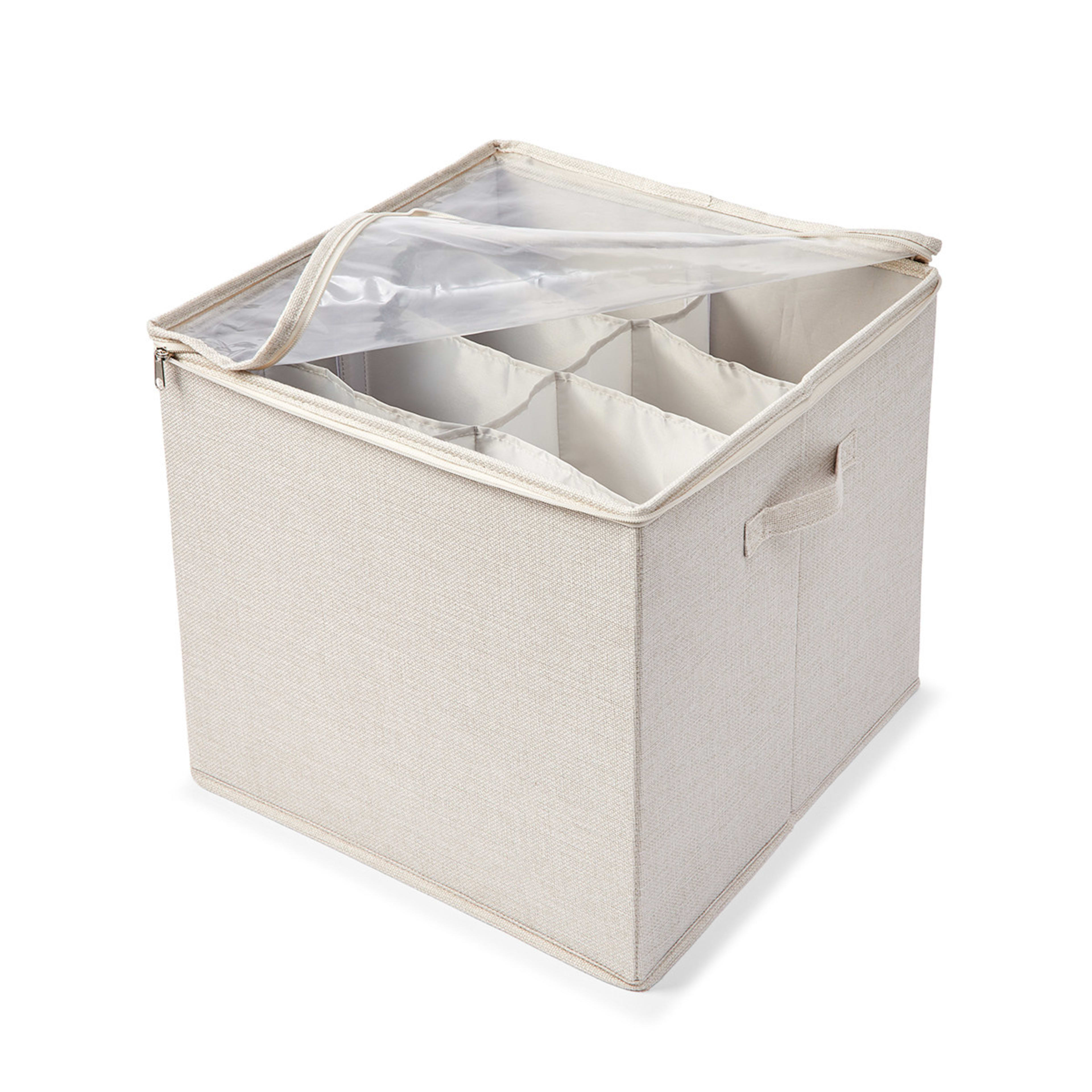 Linen Look Storage Box with Dividers - Beige - Kmart