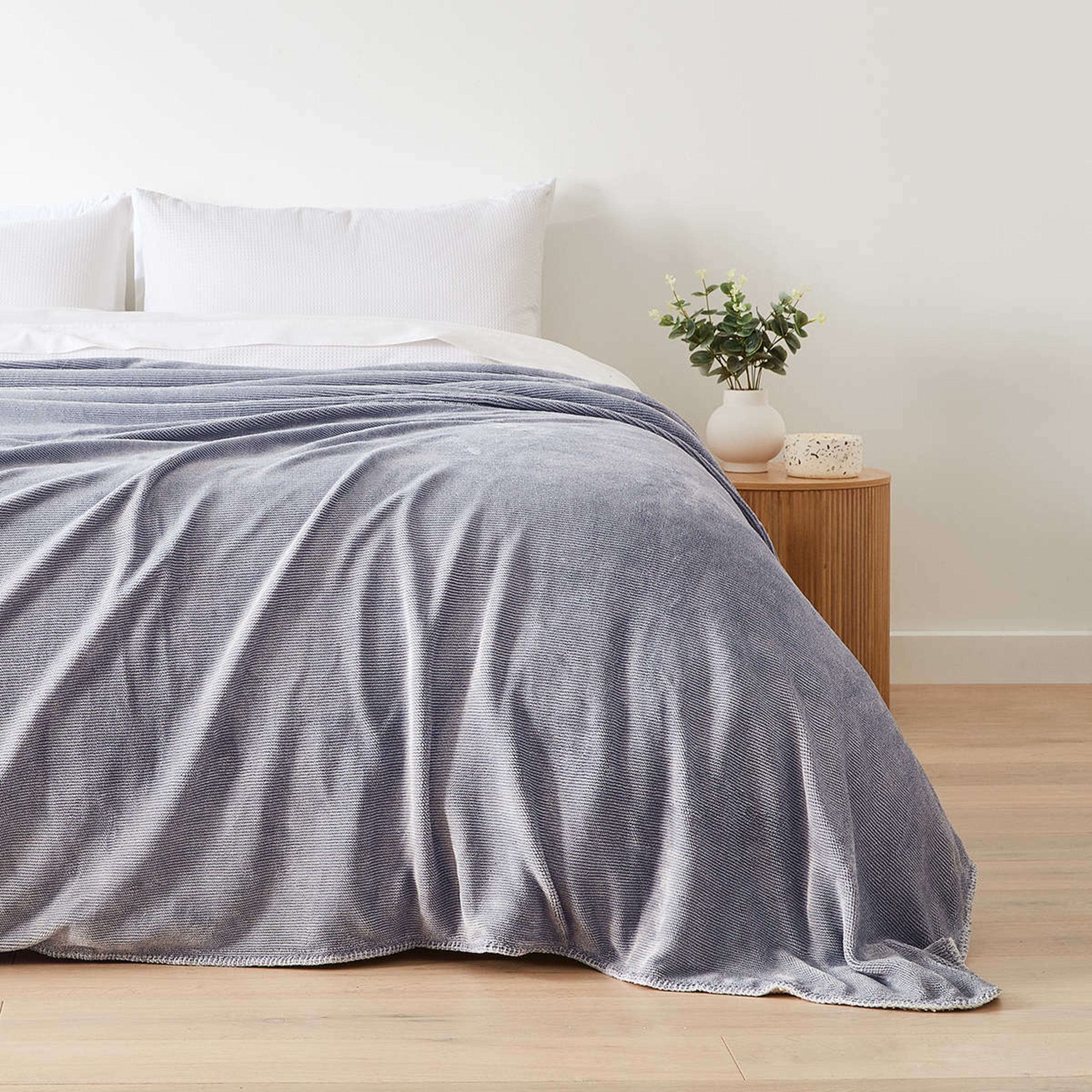 Oscar Sherpa Reverse Blanket Double/Queen Bed, Grey Kmart