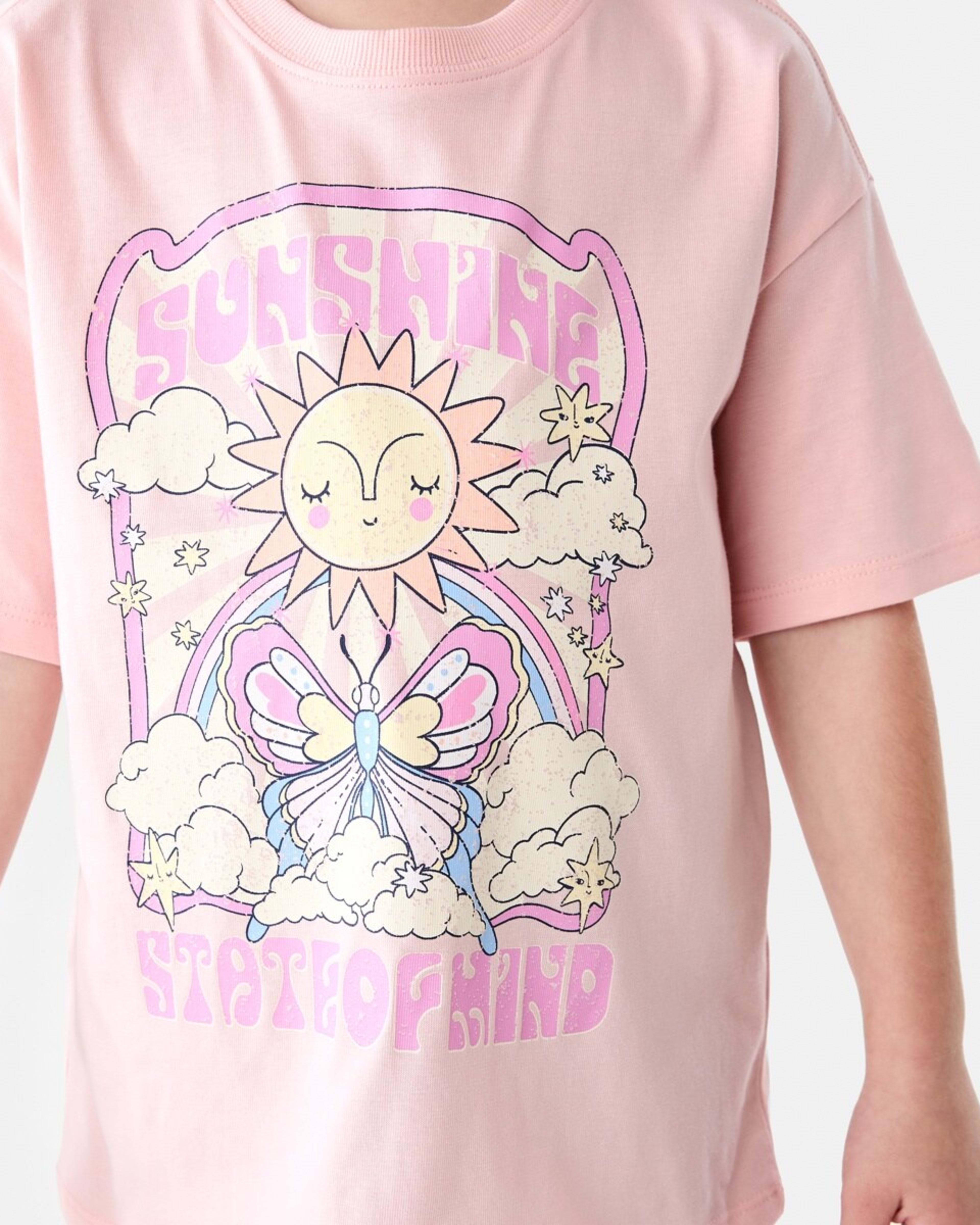 4 Short Sleeve Oversized Print T-shirt SUNSHINE STATE OF MIND PEACH, 4 of 6