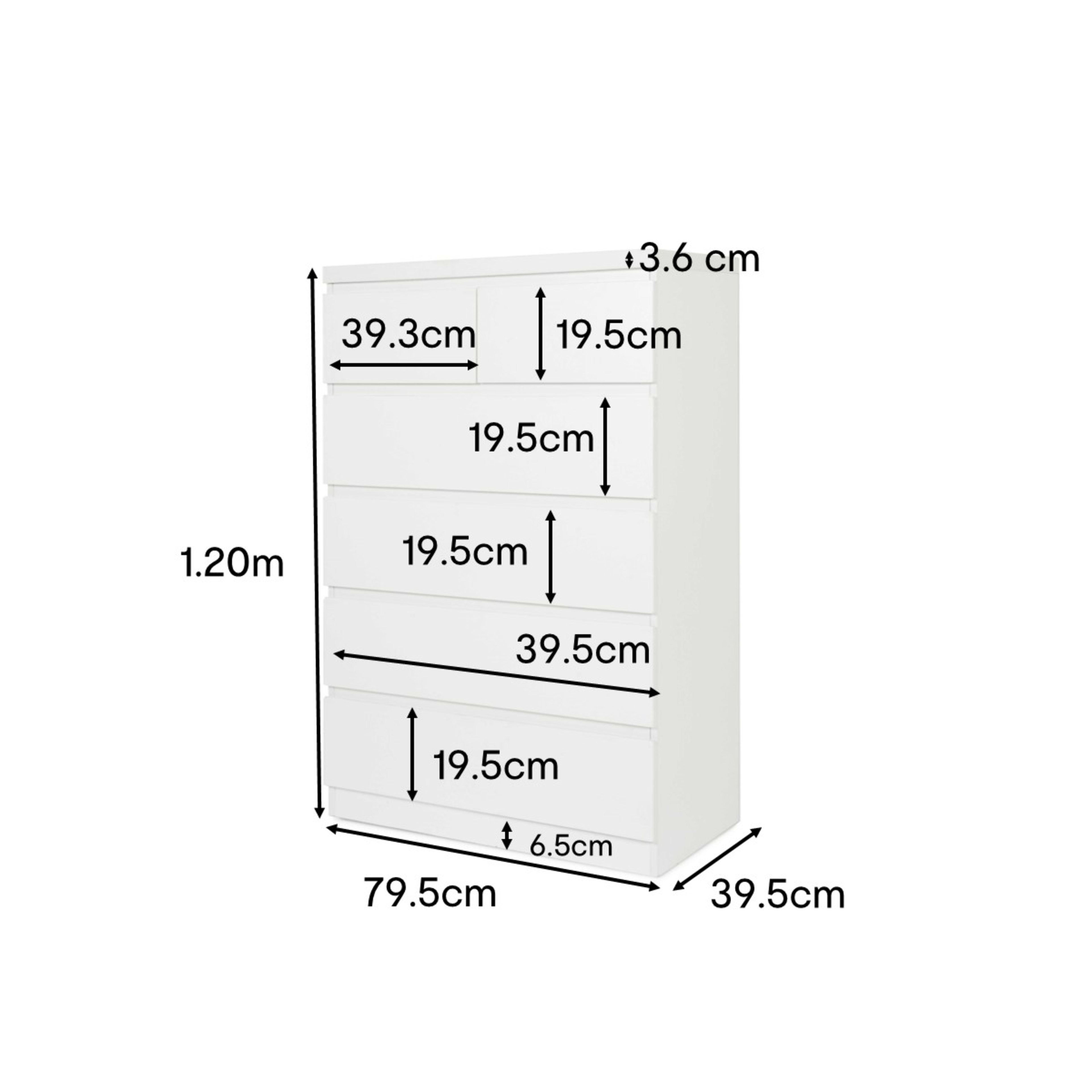 4 6 Drawer Chest - White, 4 of 4