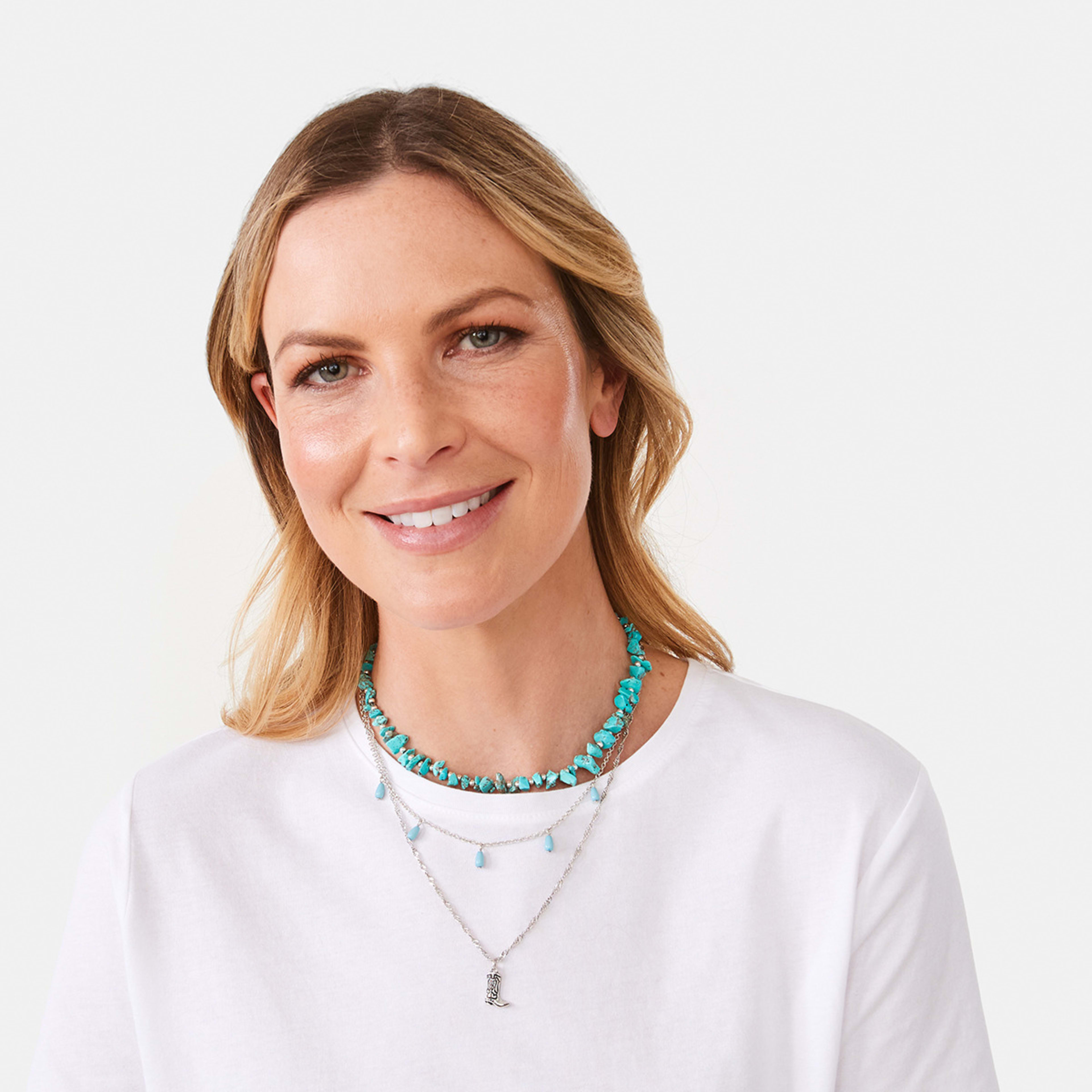 3 3 Pack Turquoise Layered Necklace - Blue and Silver Tone Silver, 3 of 4