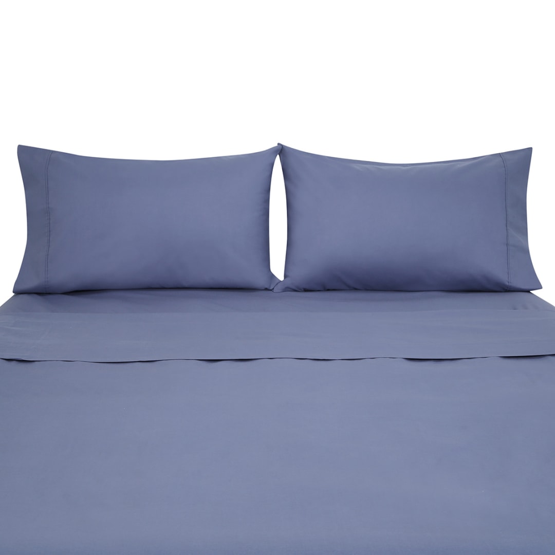 180 Thread Count Sheet Set Queen Bed, Mid Blue Kmart
