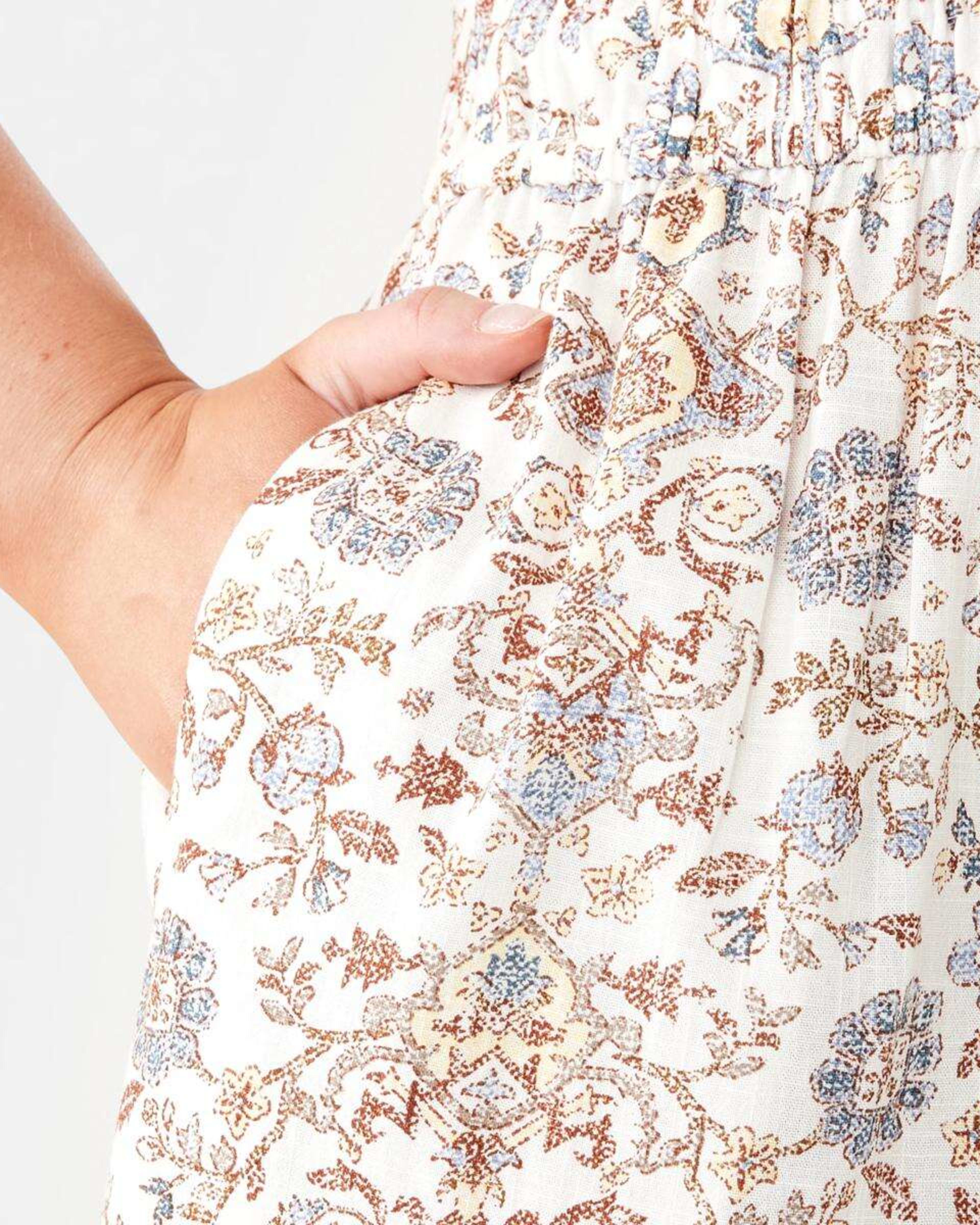 8 Short Sleeve Shirred Waist Midi Dress BOHO FLORAL BRUNI BLUE, 8 of 9