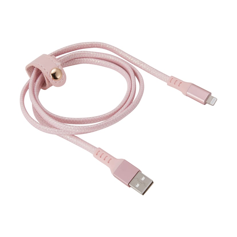 USB Lightning Metal Cable 1m Pink Kmart