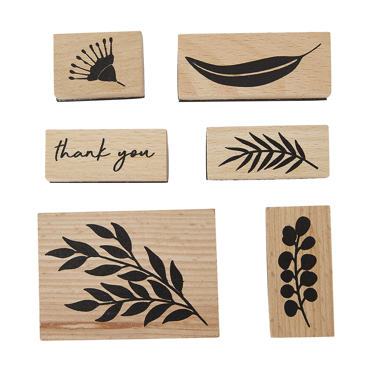 6 Pack Wooden Stamp Set Leaves Kmart