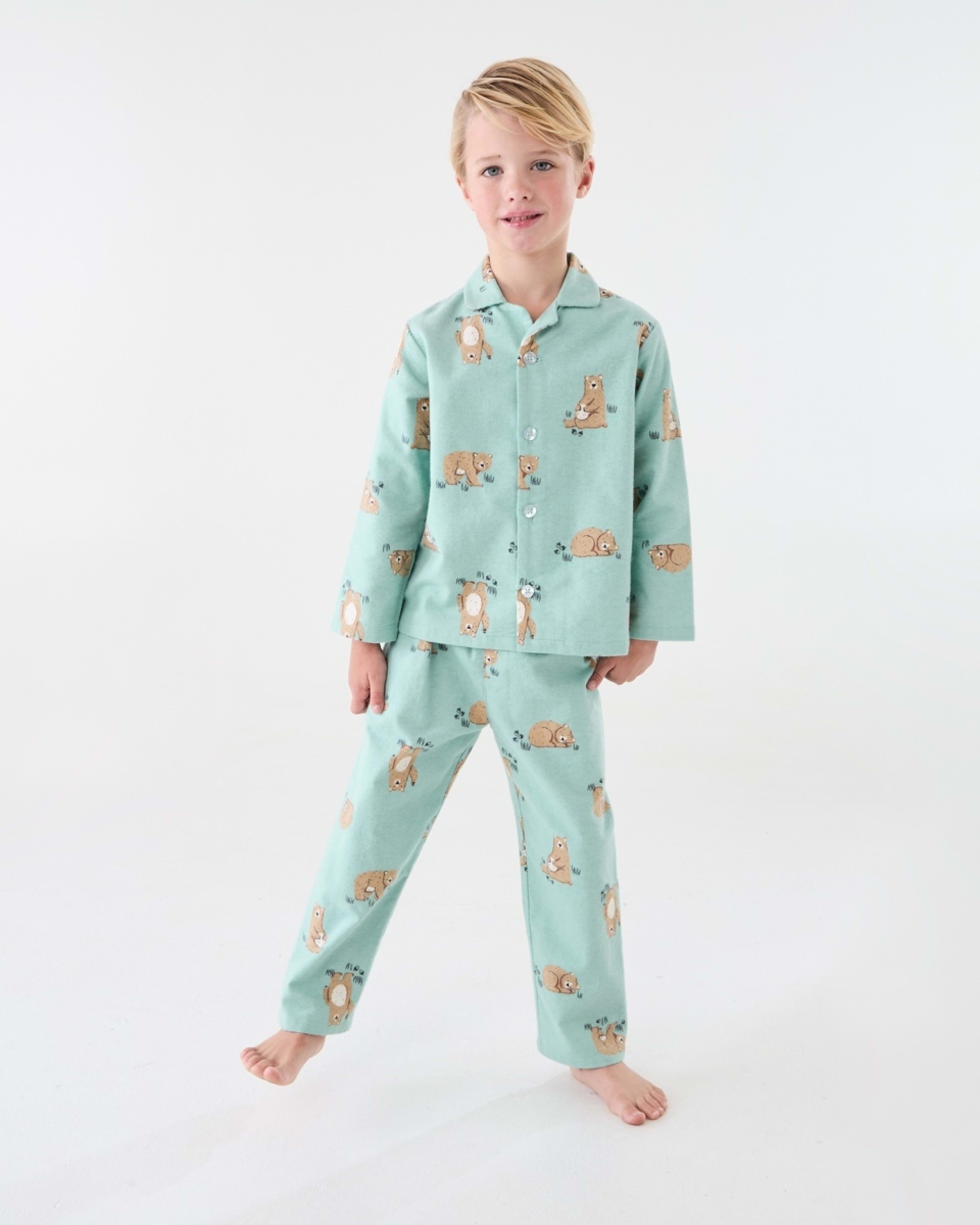 1 Flannelette Pyjama Set Brn Bear, 1 of 9