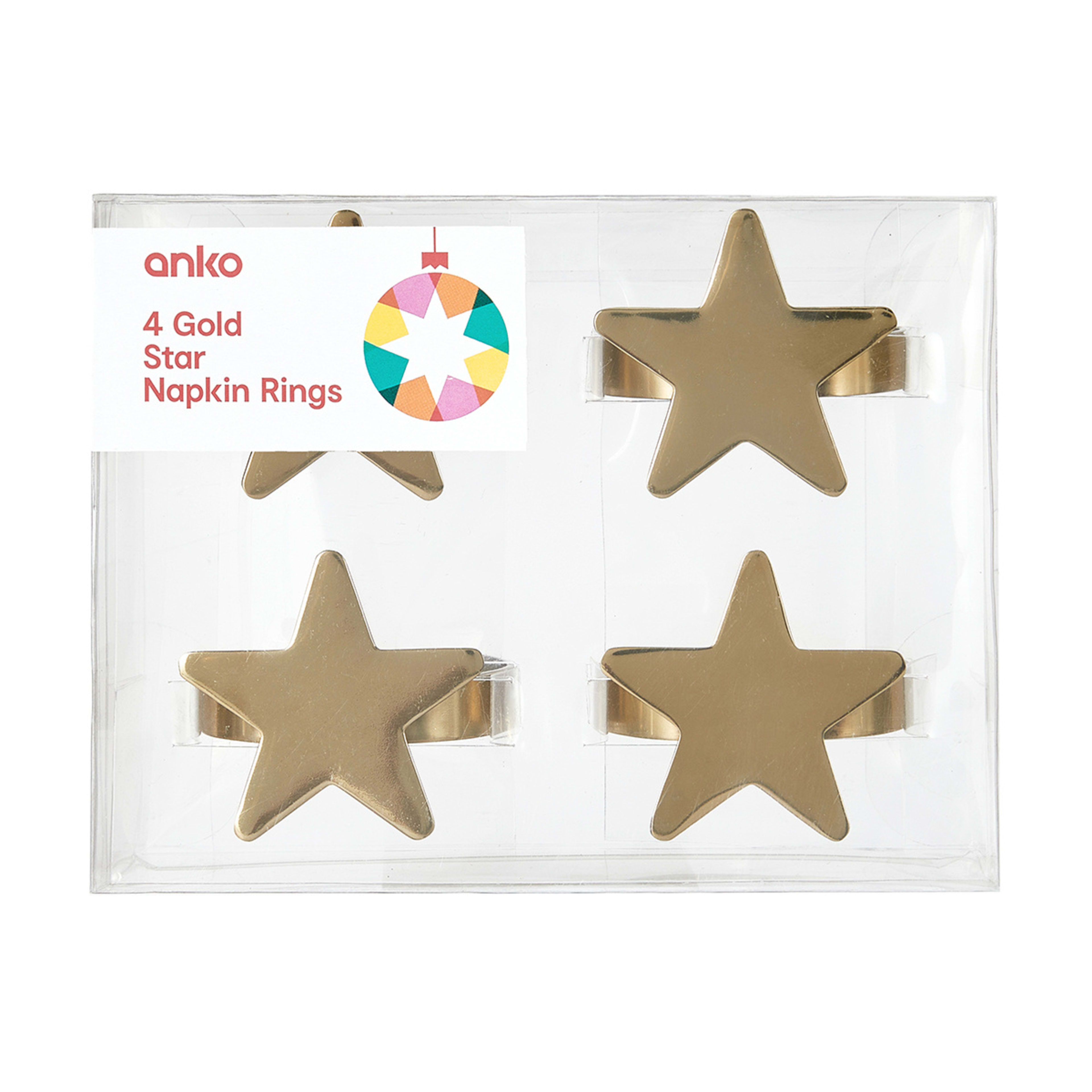 4 Pack Brass Star Napkin Rings Kmart