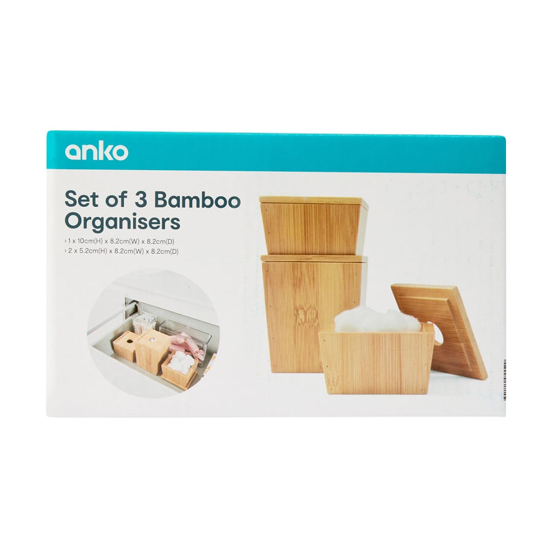 Set of 3 Bamboo Organisers Kmart