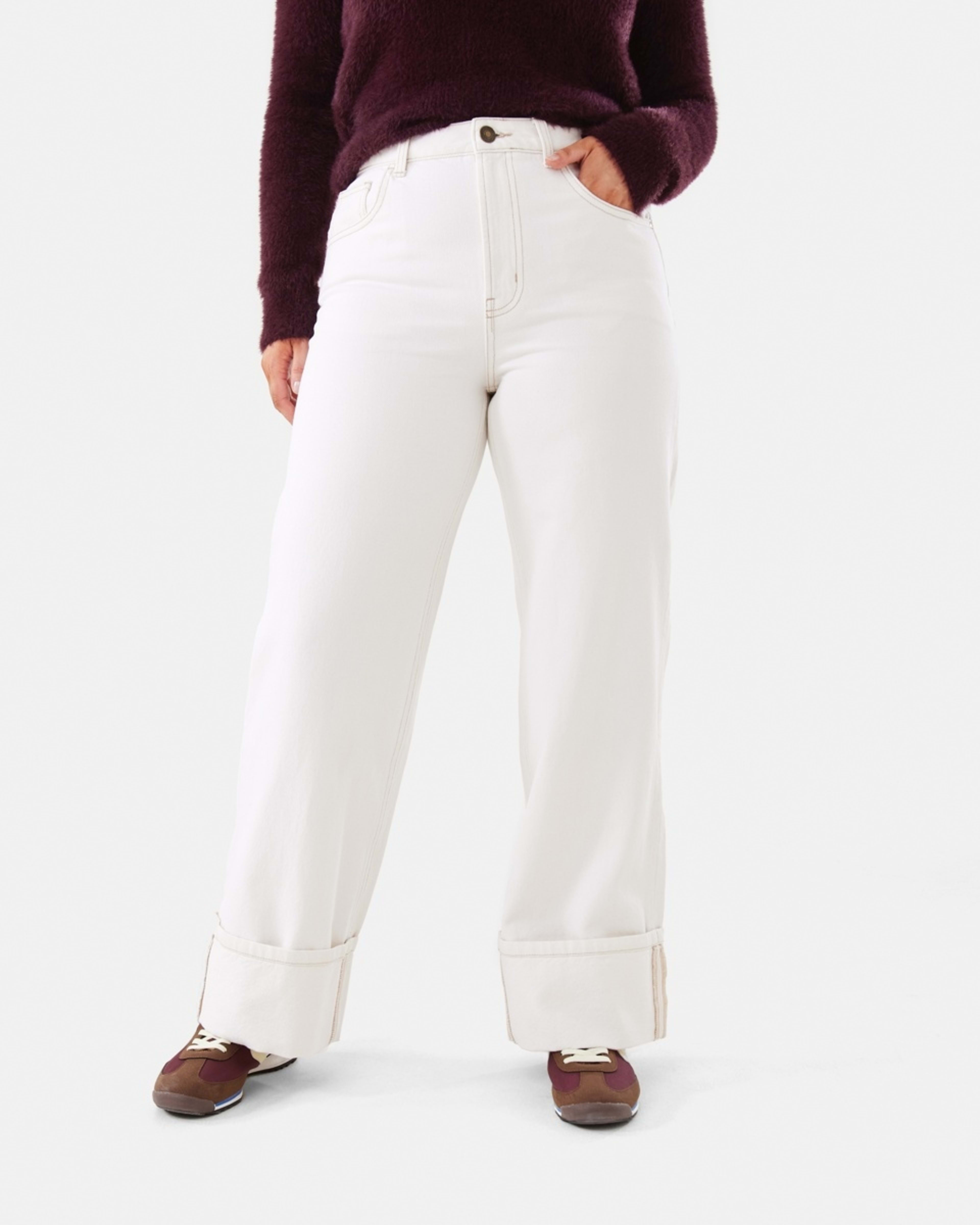 1 Cuffed Hem Jeans Ecru