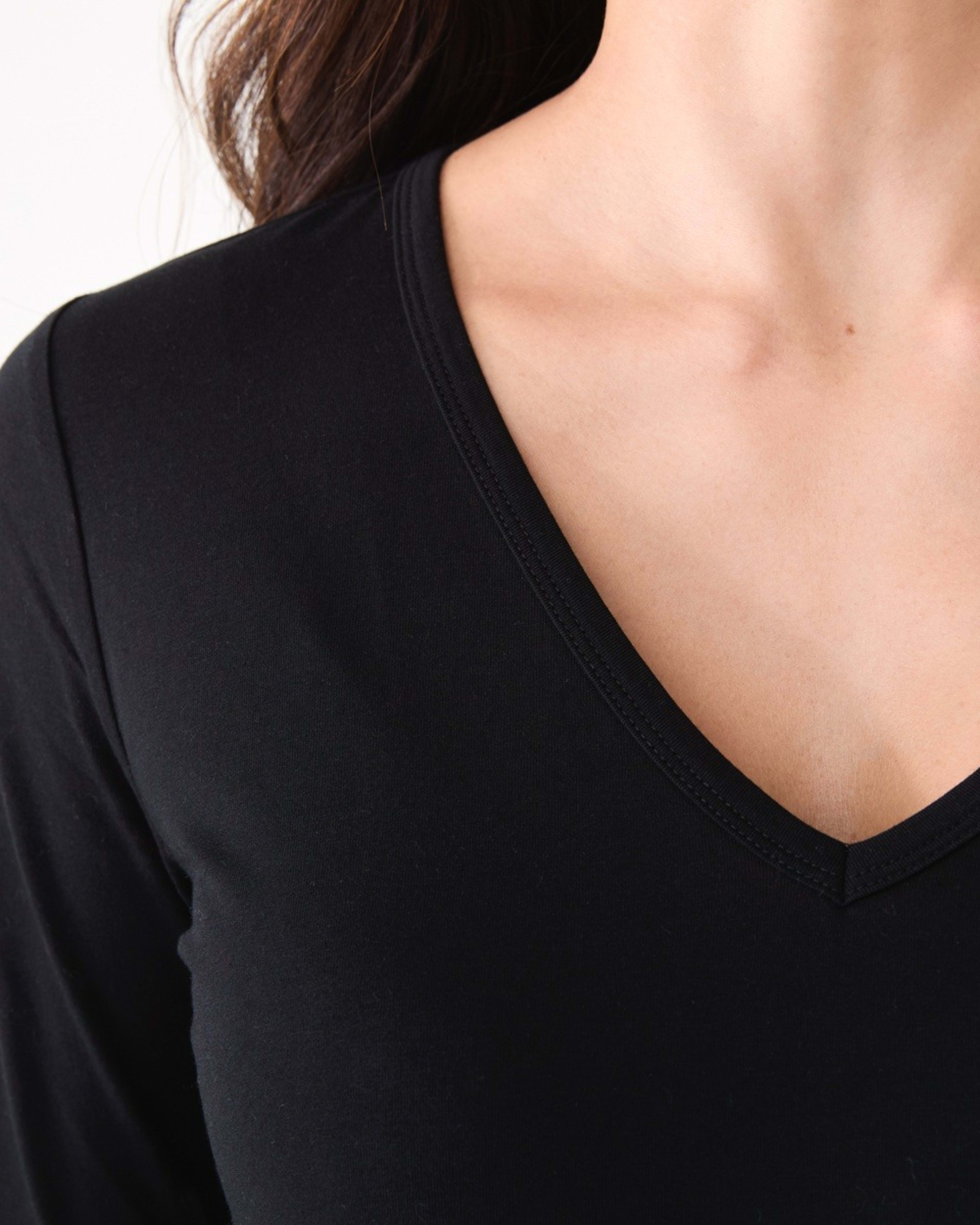 5 Long Sleeve Stretch V-Neck T-shirt Black, 5 of 5