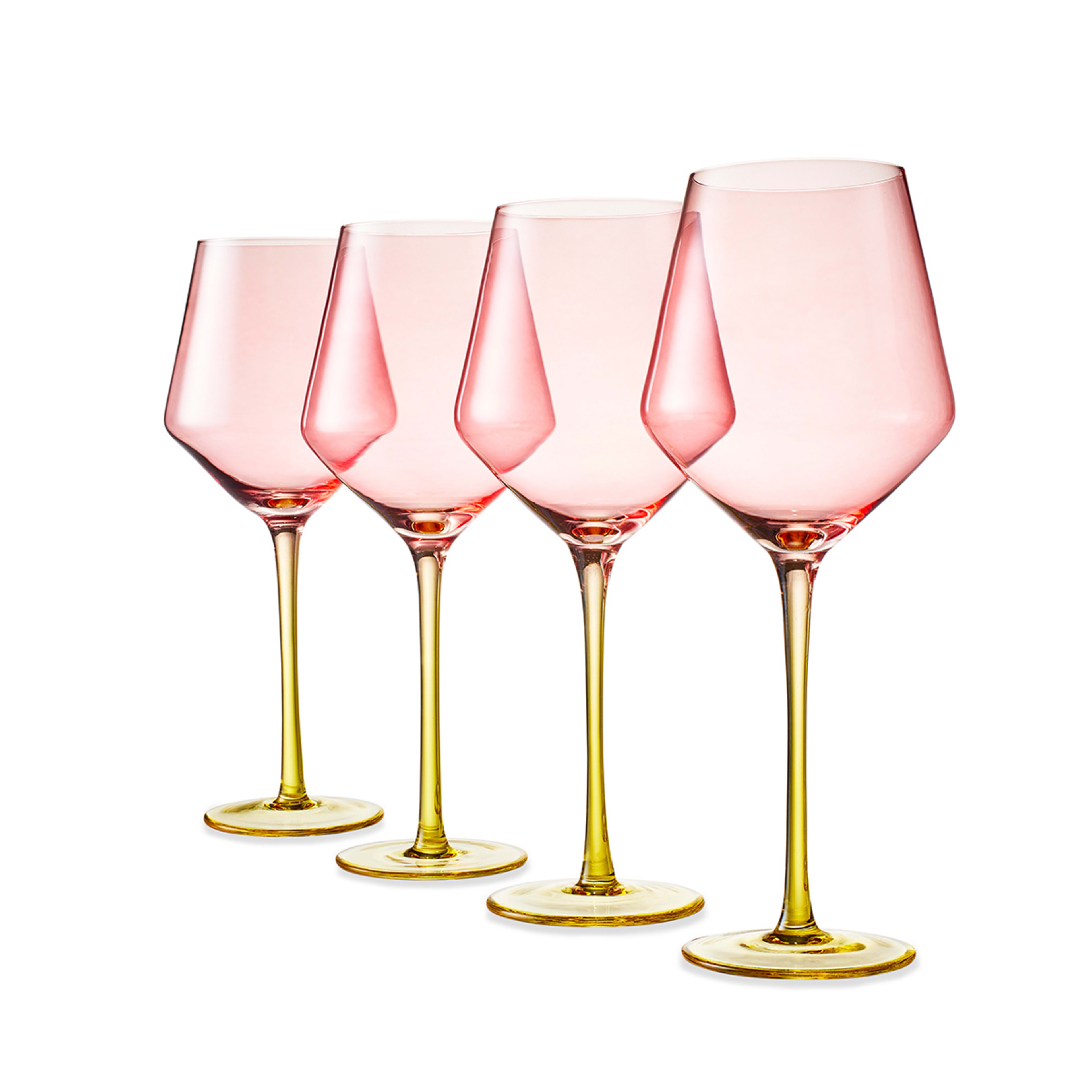 4 Two Tone Pink and Yellow Wine Glasses Kmart