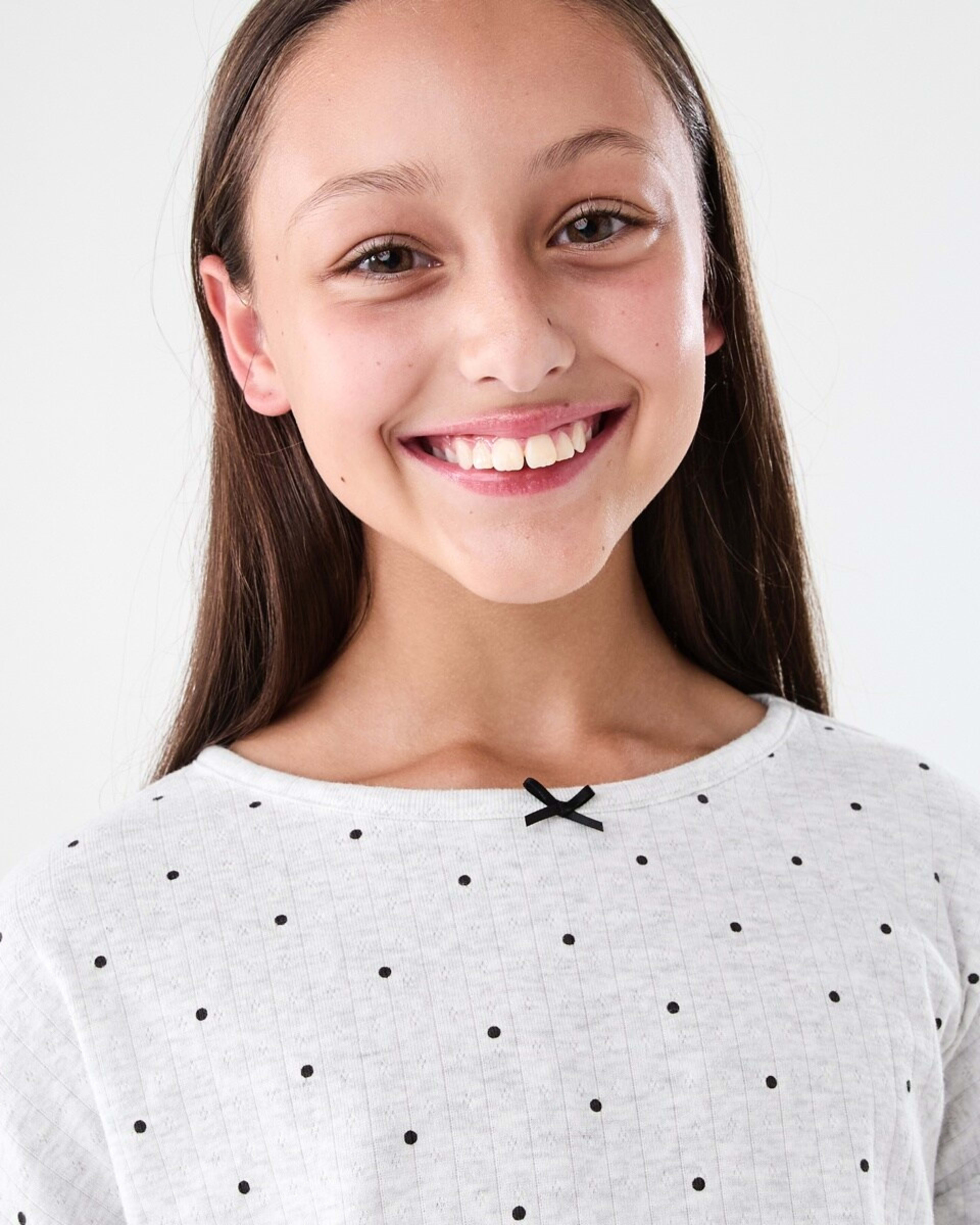 3 Long Sleeve Pointelle Pyjama Set White Dots, 3 of 7
