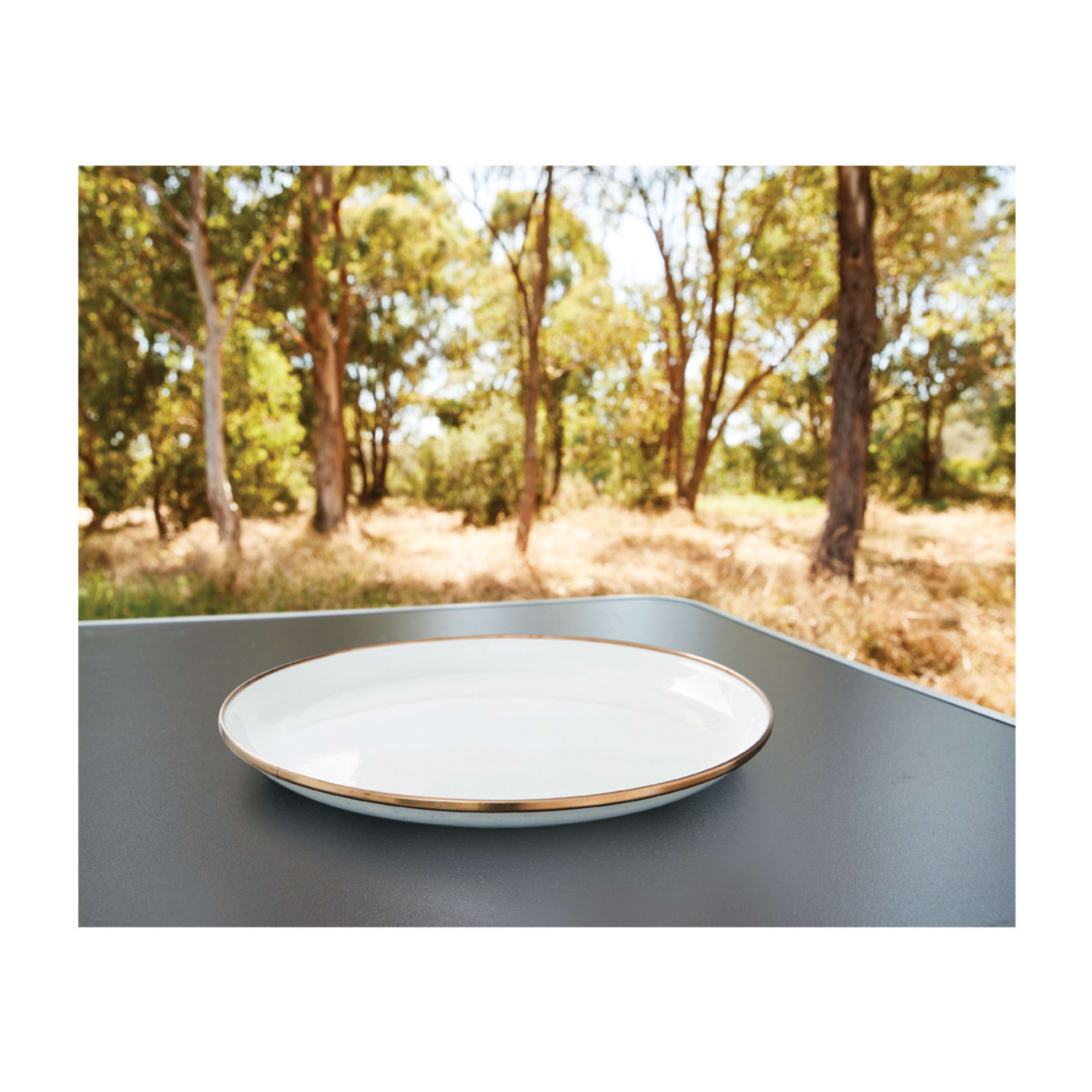 1 28cm Enamel White/Bronze Plate