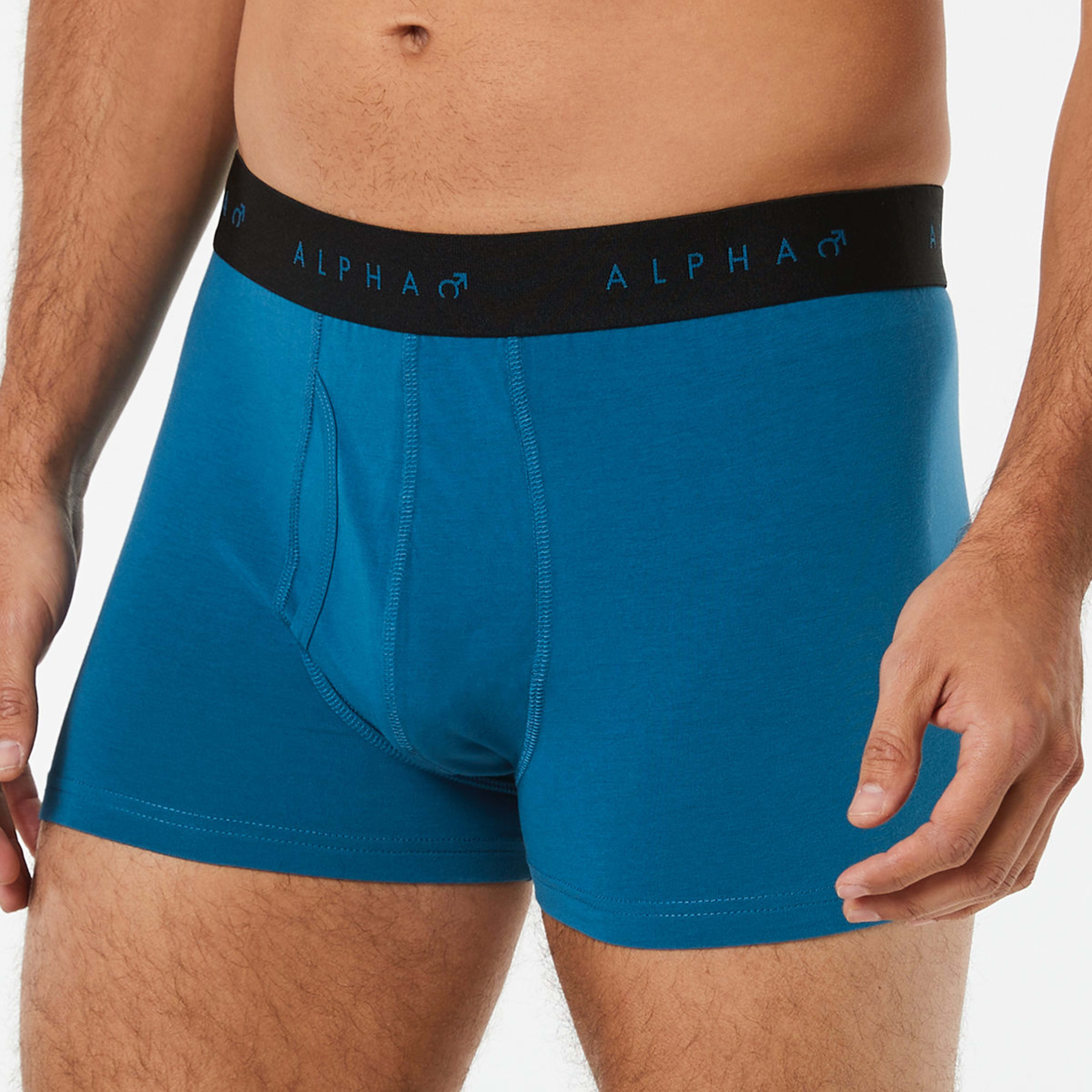 5 3 Pack Fly Front Plain Trunks Darker Blue, 5 of 8