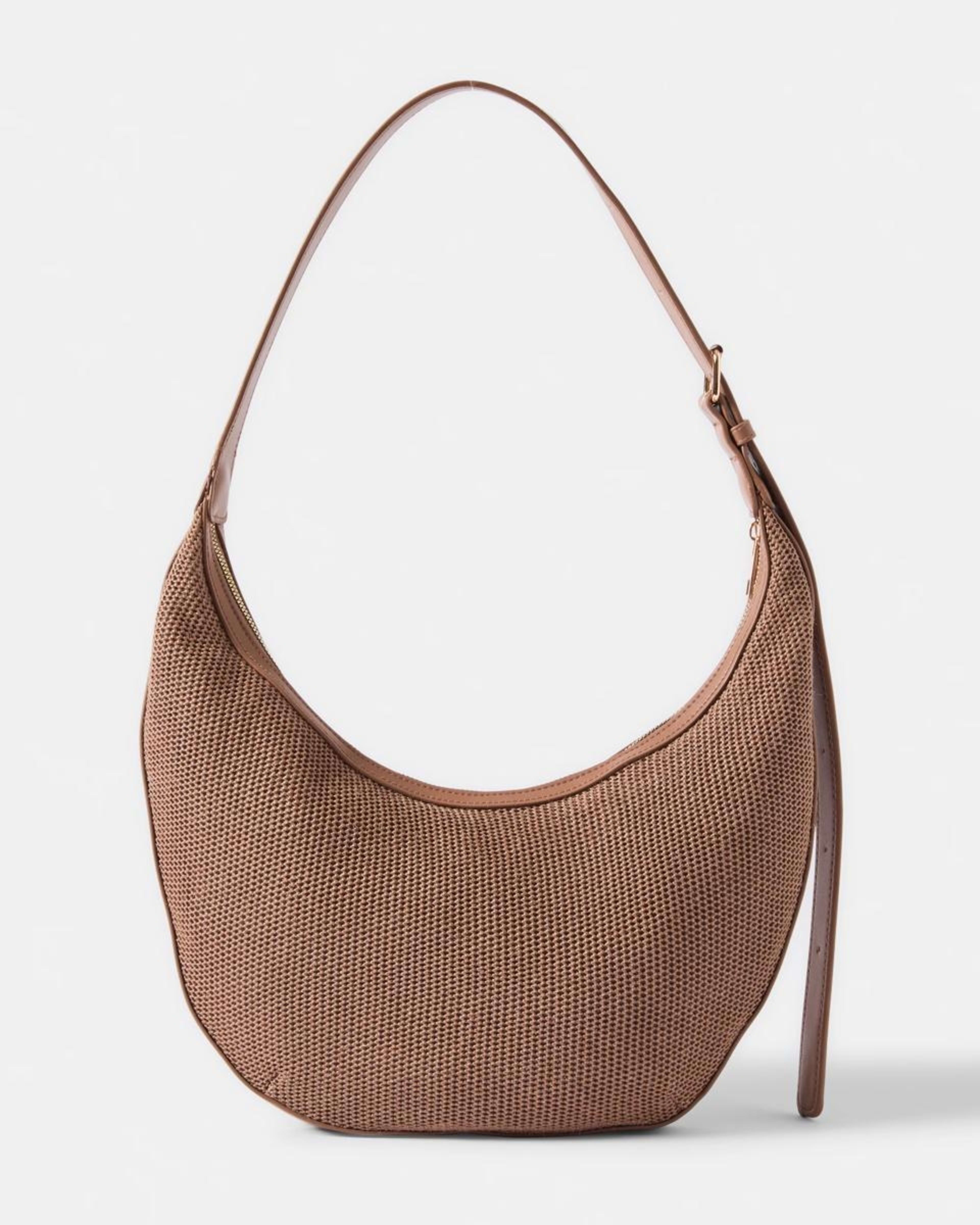 1 Slouchy Woven Crossbody Bag Brown, 1 of 4