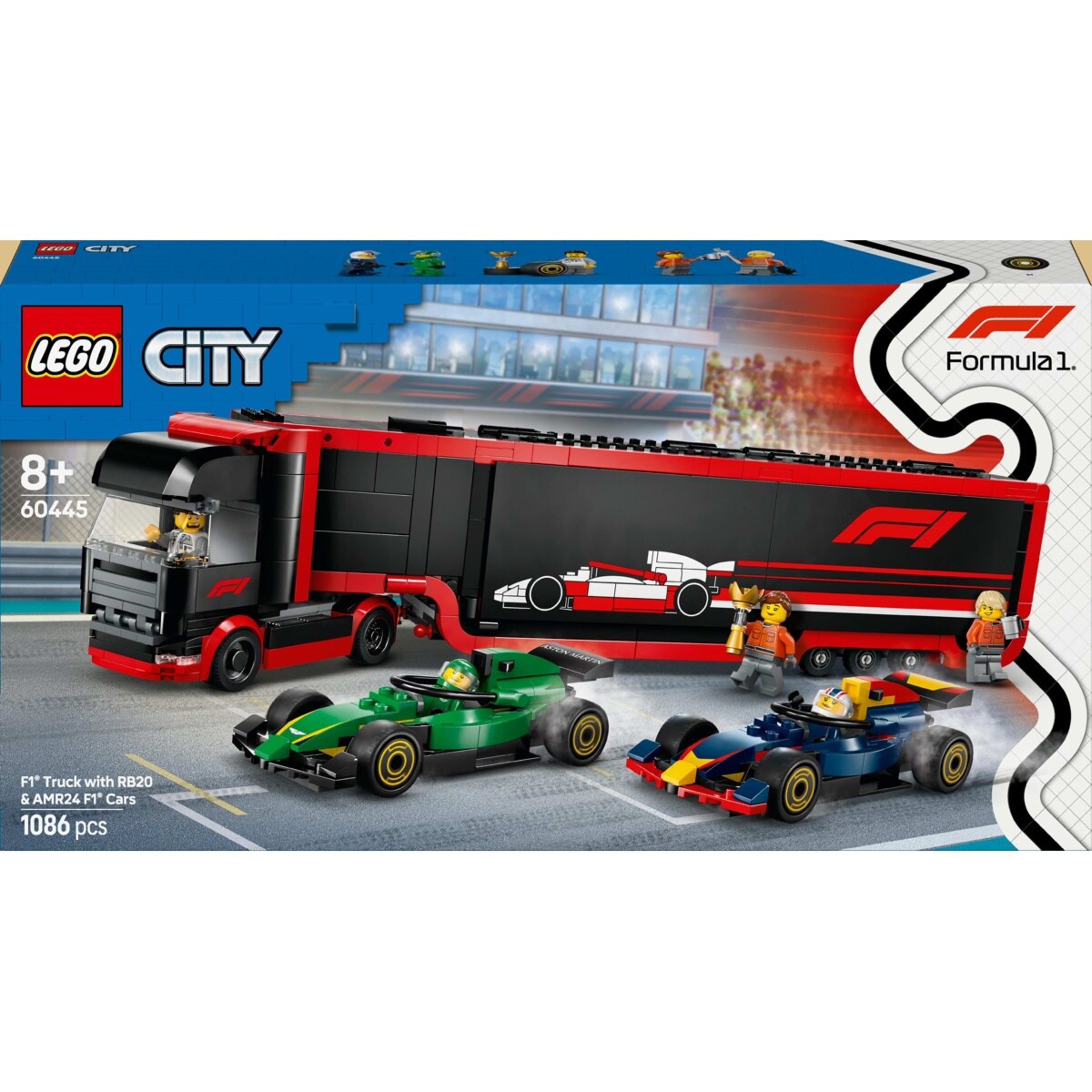 1 LEGO City F1 Truck with RB20 & AMR24 F1 Cars 60445, 1 of 9