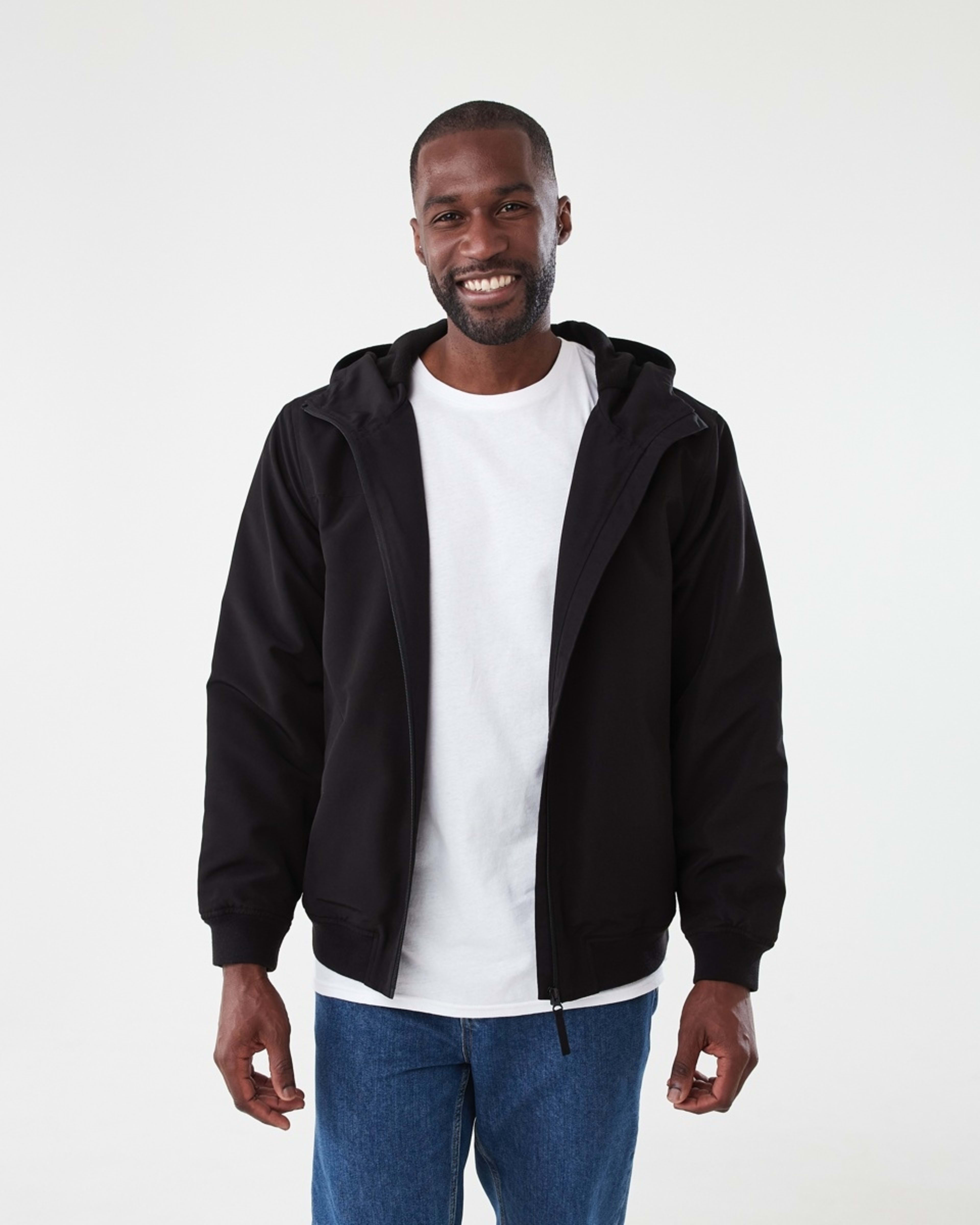 1 Hooded Fleece Lined Jacket Black