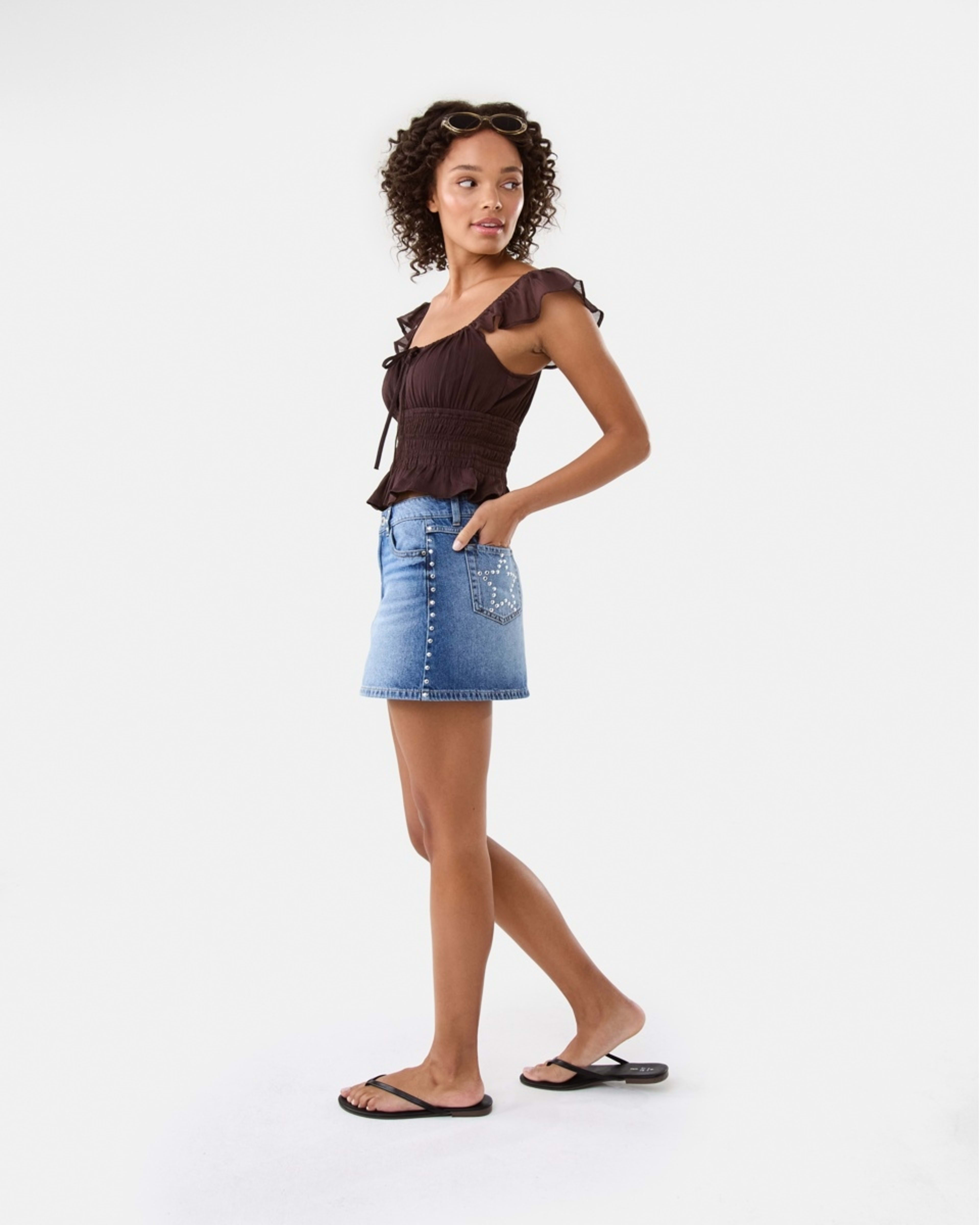 3 Tie Front Boho Top Choc Plum, 3 of 7