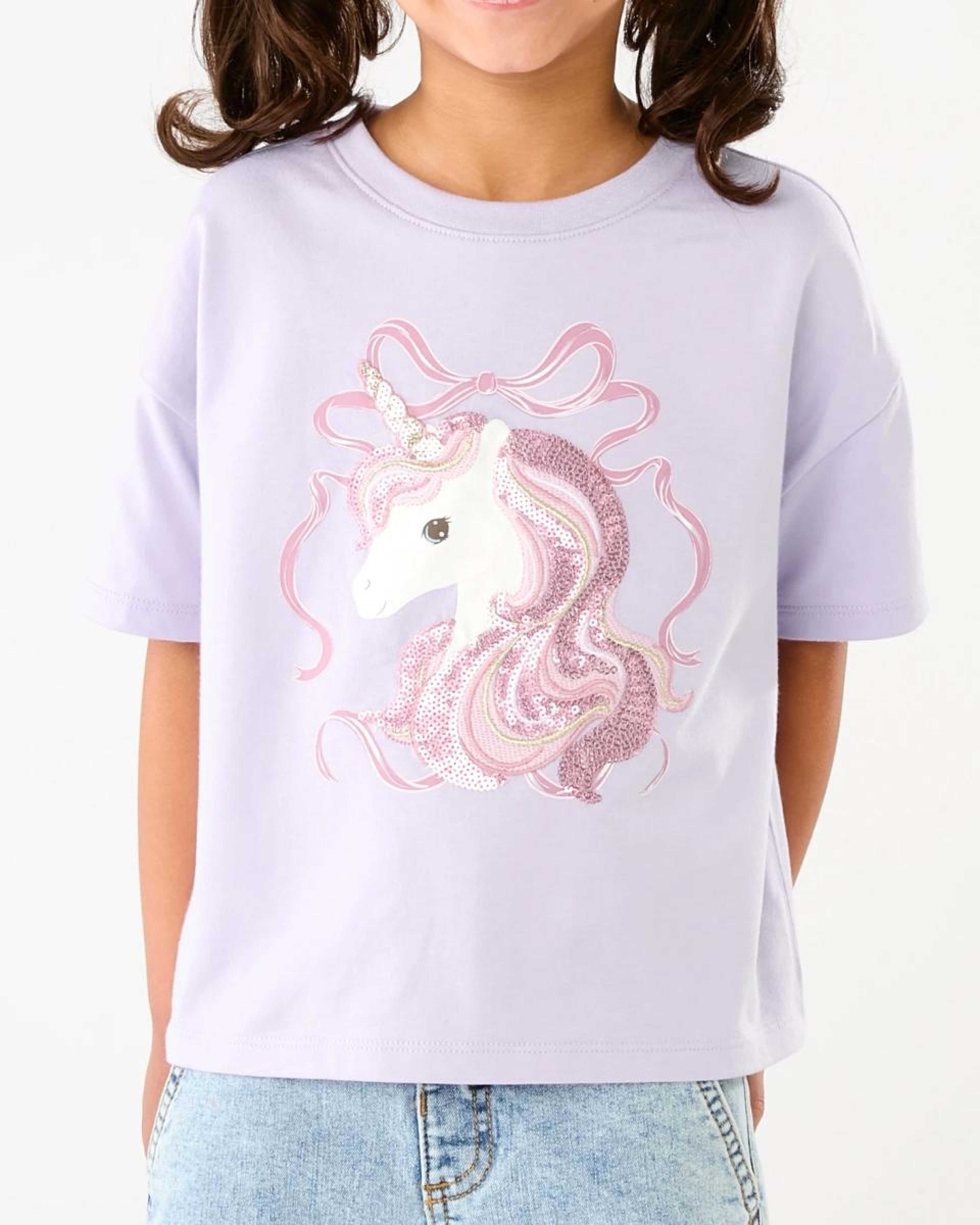 5 Short Sleeve Oversized Sequin T-shirt Prpl Uncrn, 5 of 6