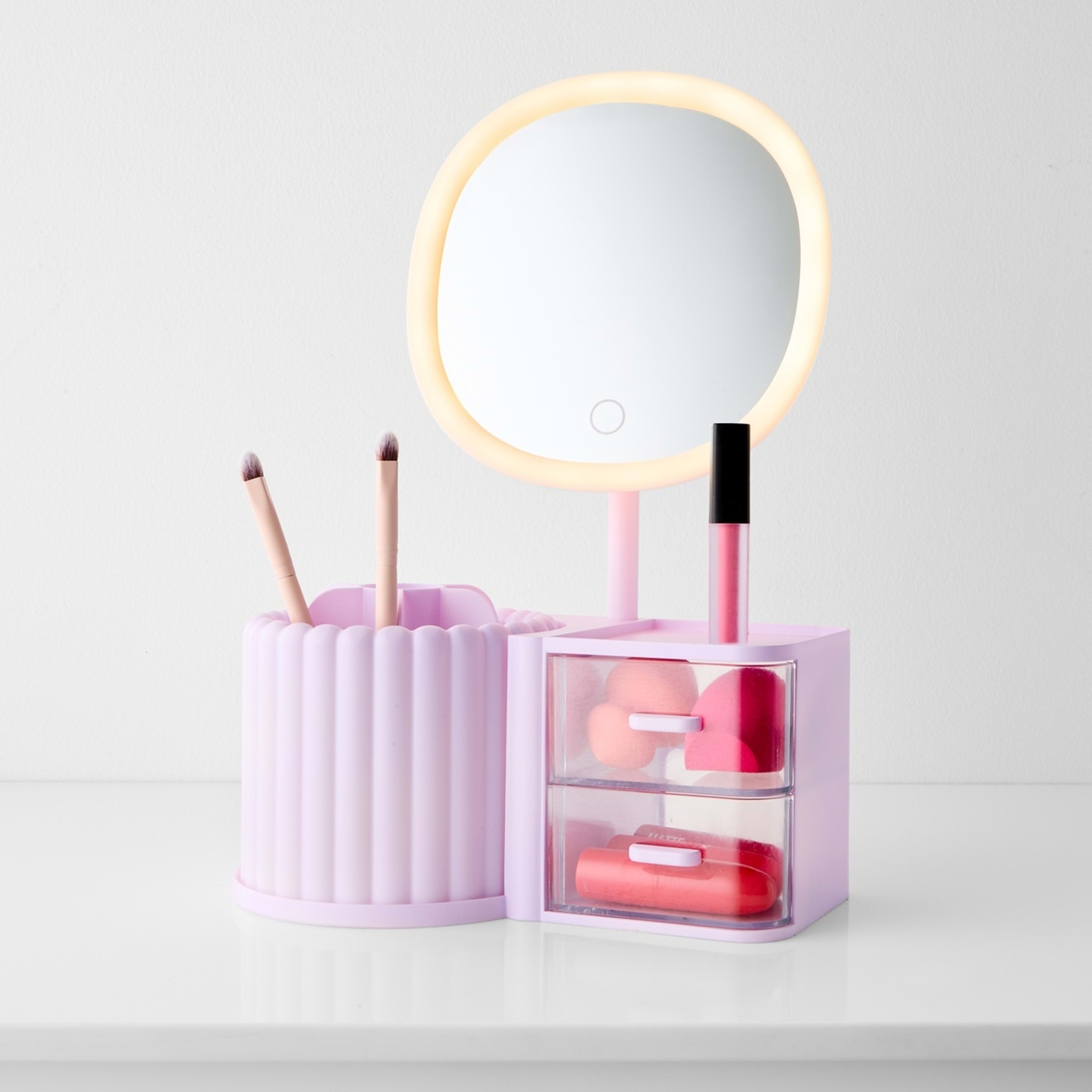 2 Cosmetic Organiser with Mirror - Lilac, 2 of 10