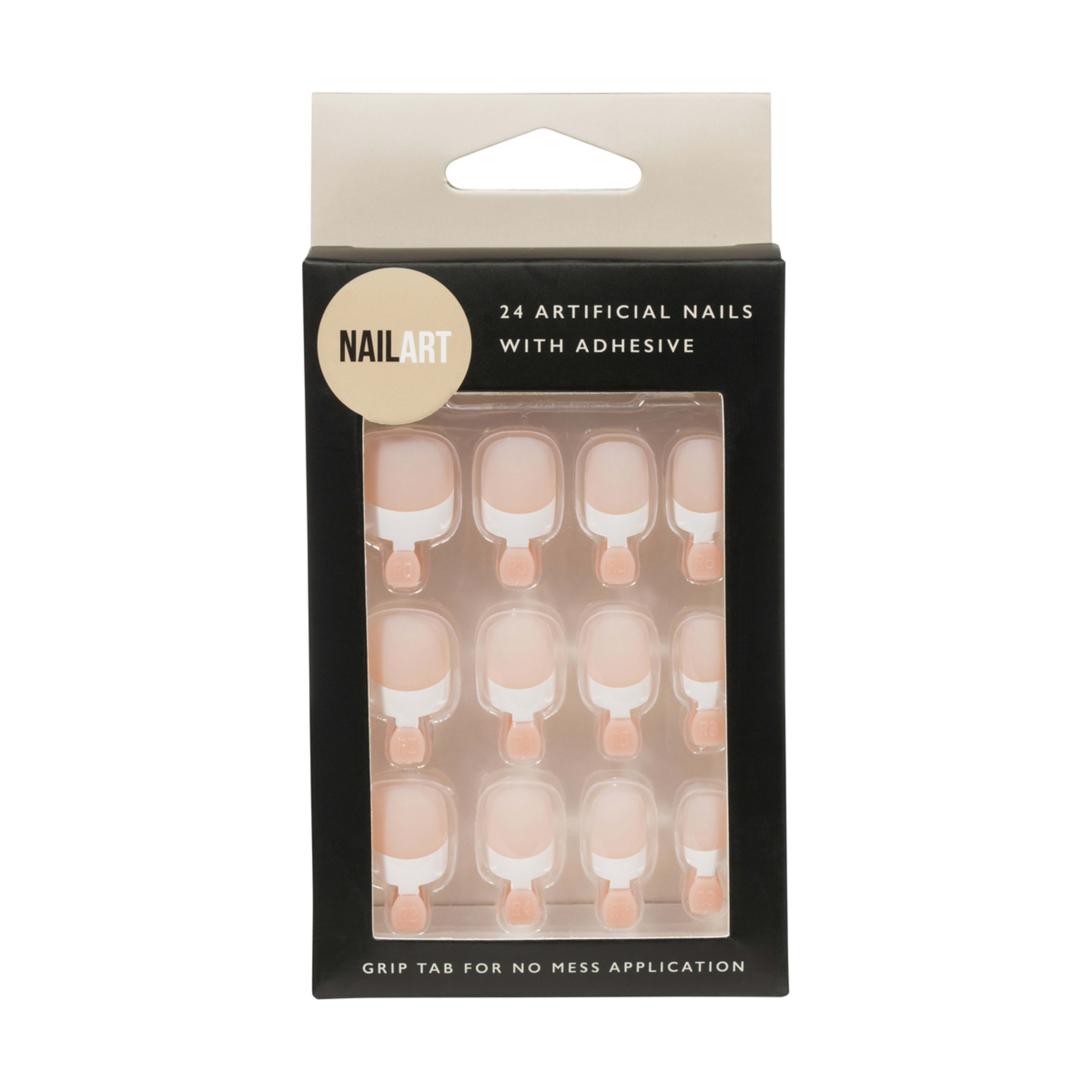 1 24 Pack Artificial Nails with Adhesive - Pink