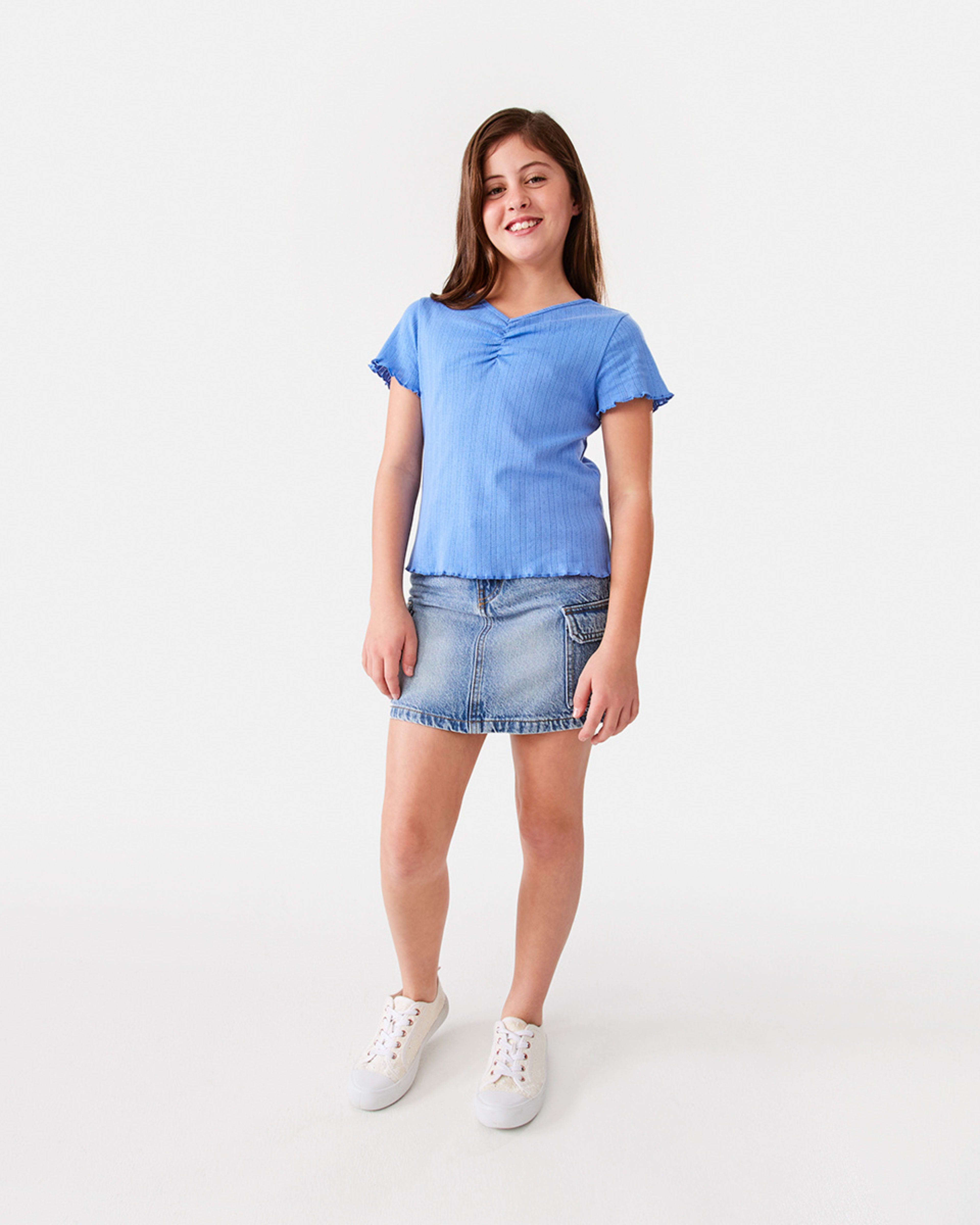 6 Ruched V-Neck Top Blu Marine, 6 of 9