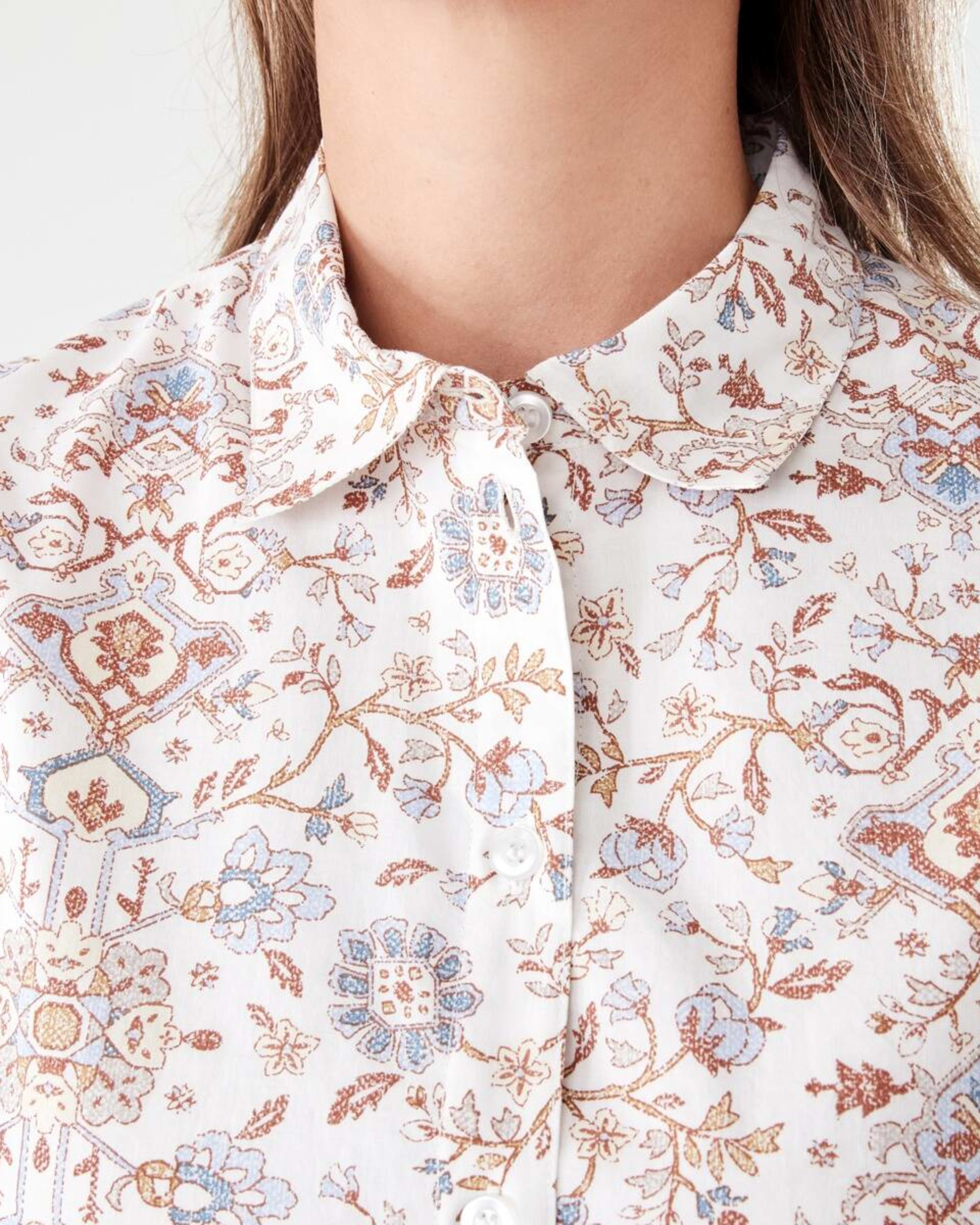 5 Long Balloon Sleeve Tie Waist Mini Dress BOHO FLORAL BRUNI BLUE, 5 of 8