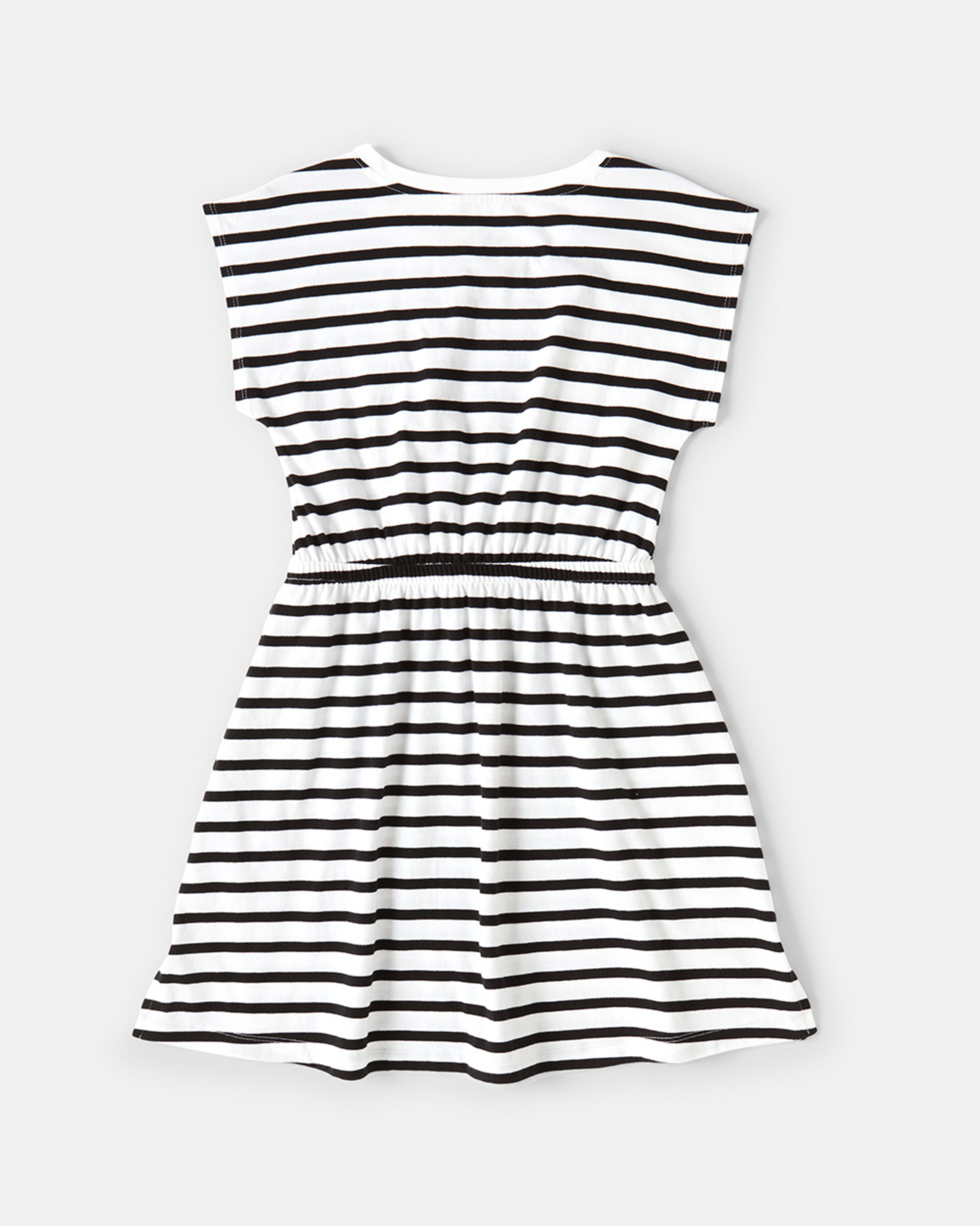 10 Gathered Waist Knit Dress Blk Stripe, 10 of 10