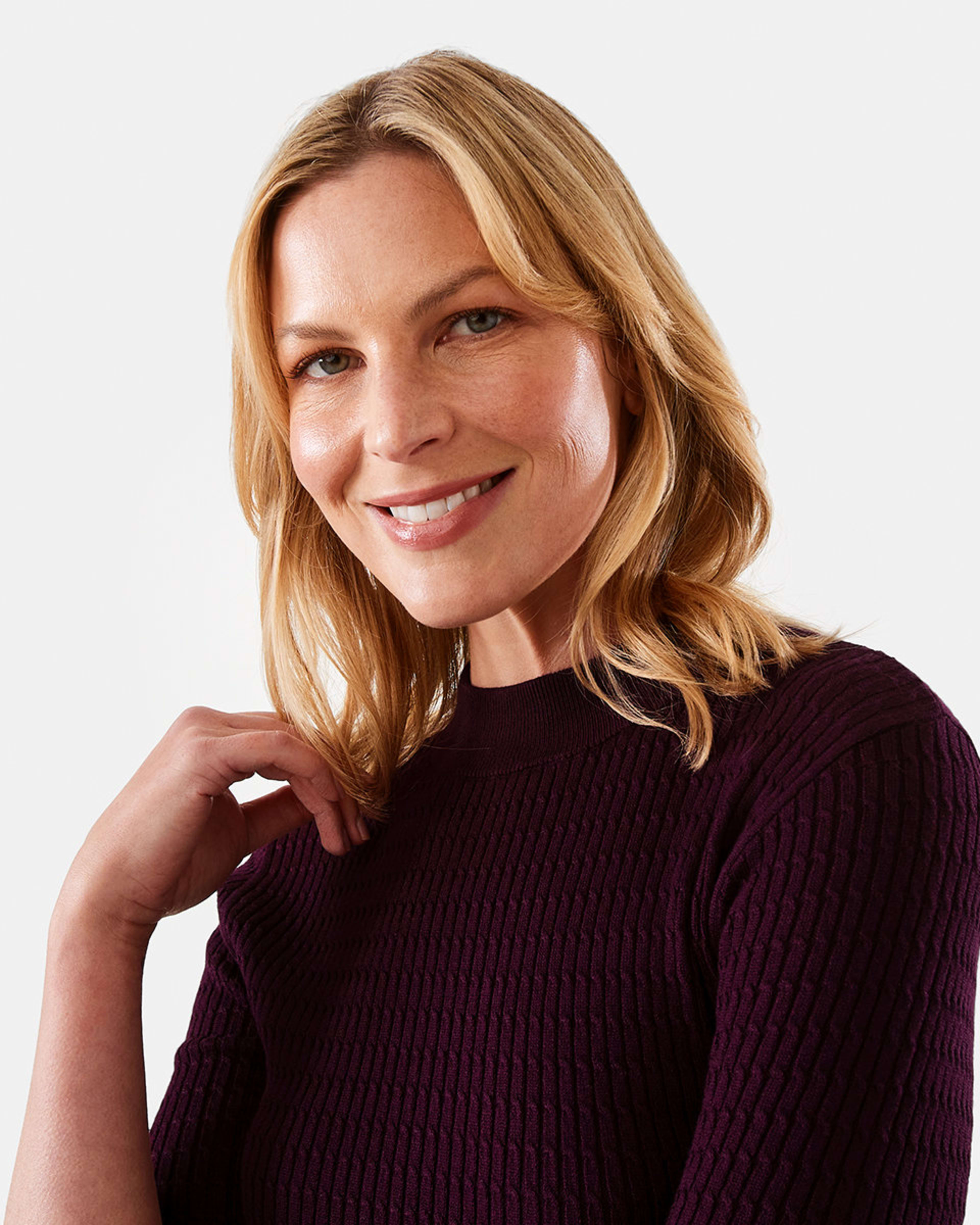 Elbow Sleeve True Knit Textured Top Kmart