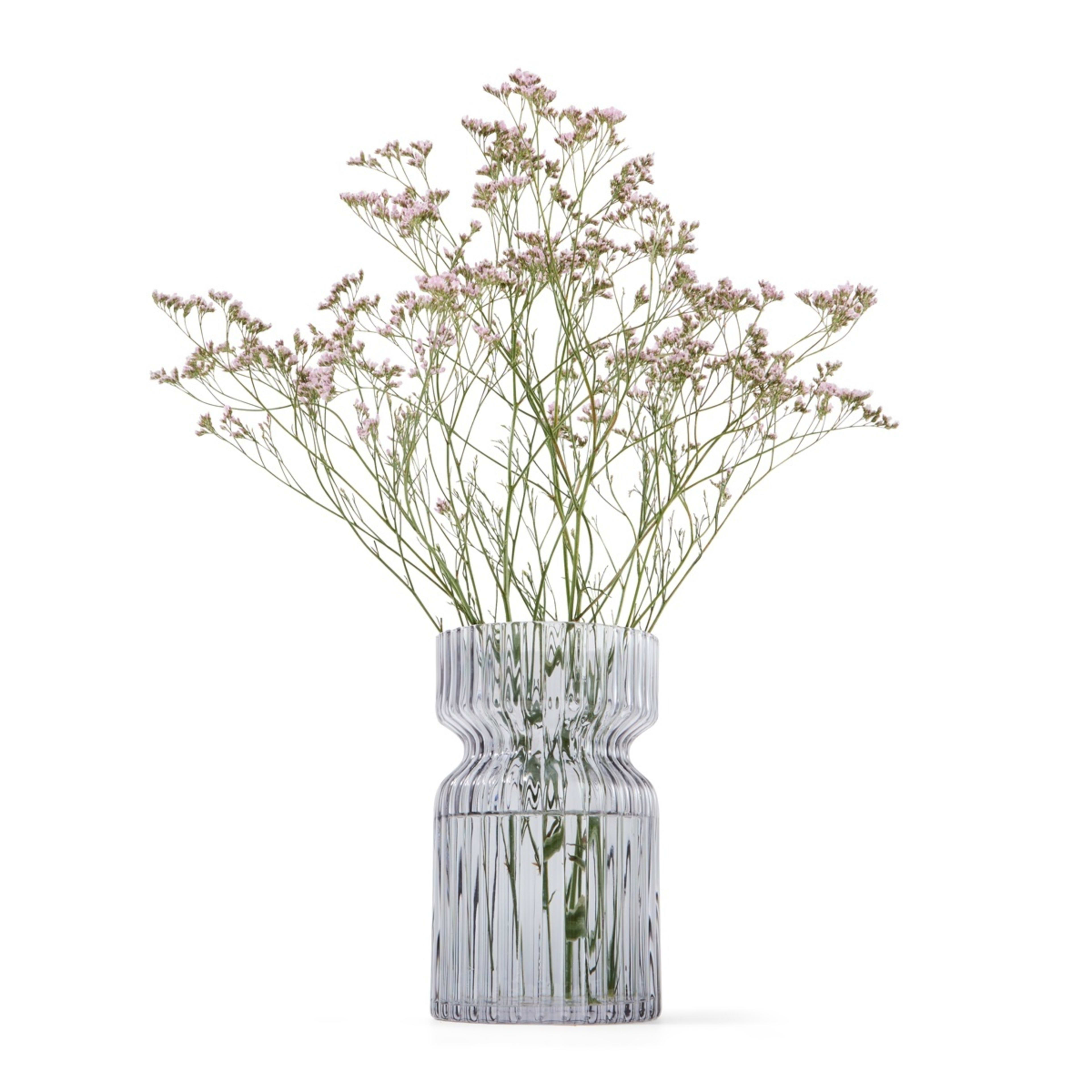 1 Ribbed Black Glass Vase, 1 of 5