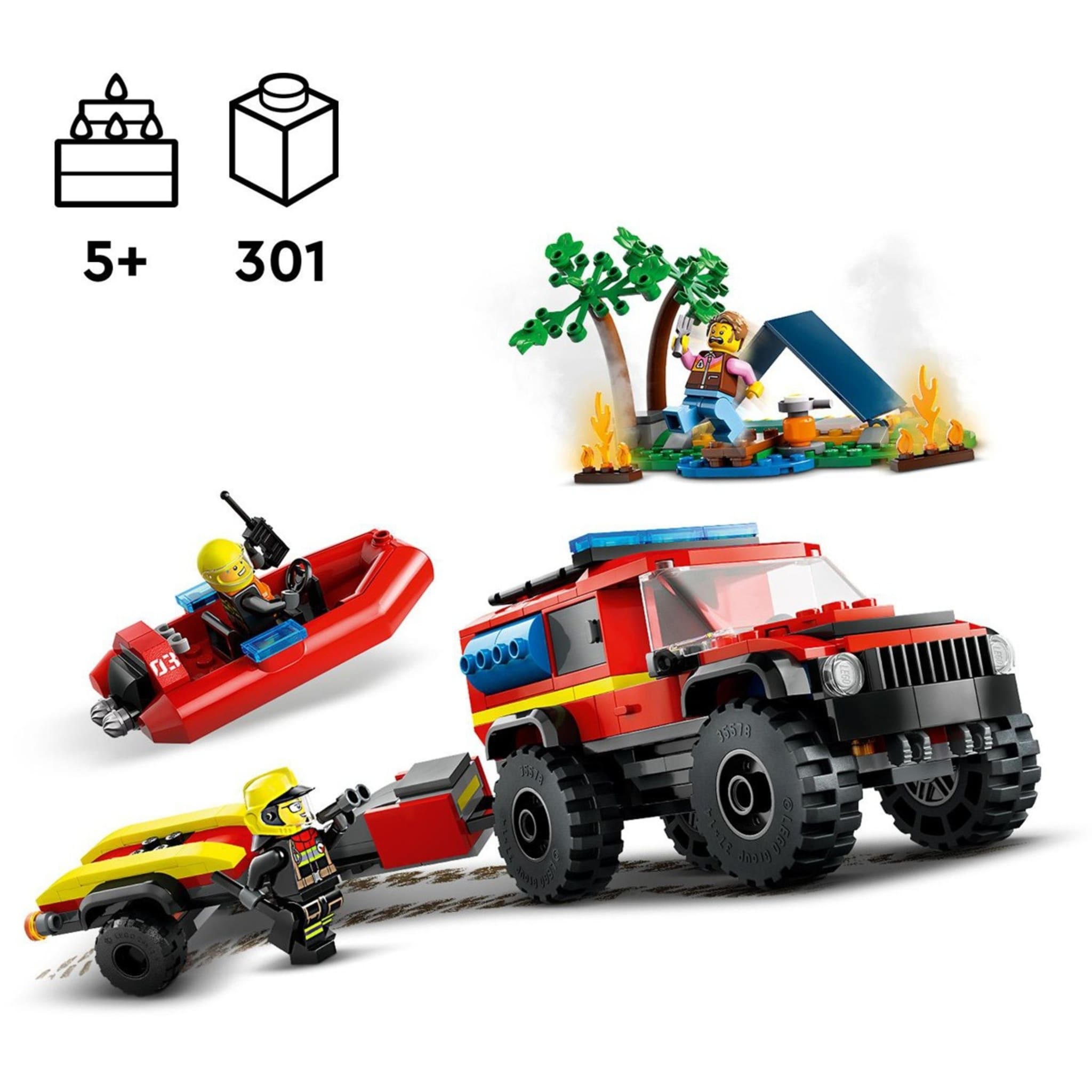 LEGO City Fire 4x4 Fire Truck with Rescue Boat 60412 - Kmart