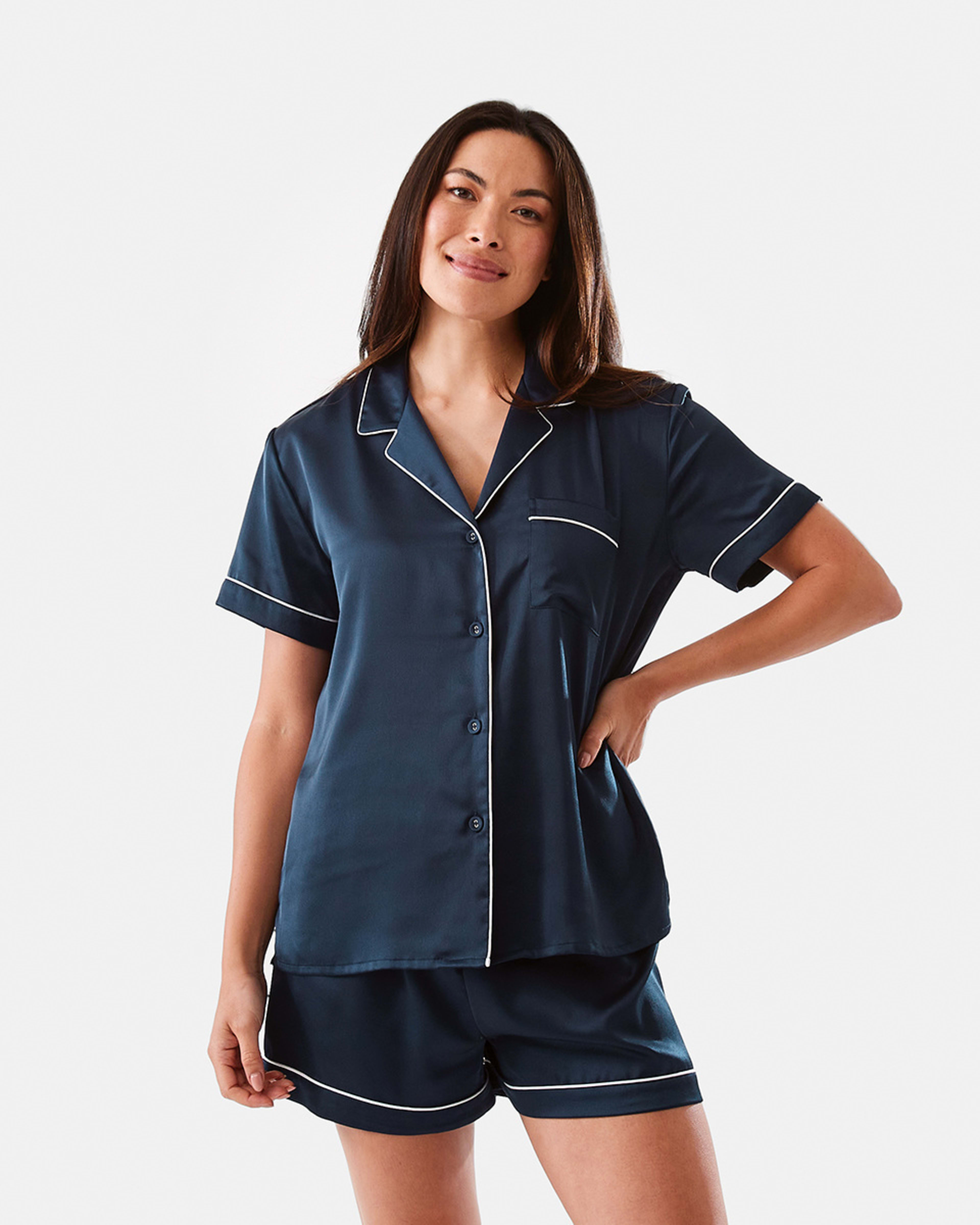 Short Sleeve Top and Shorts Satin Pyjama Set