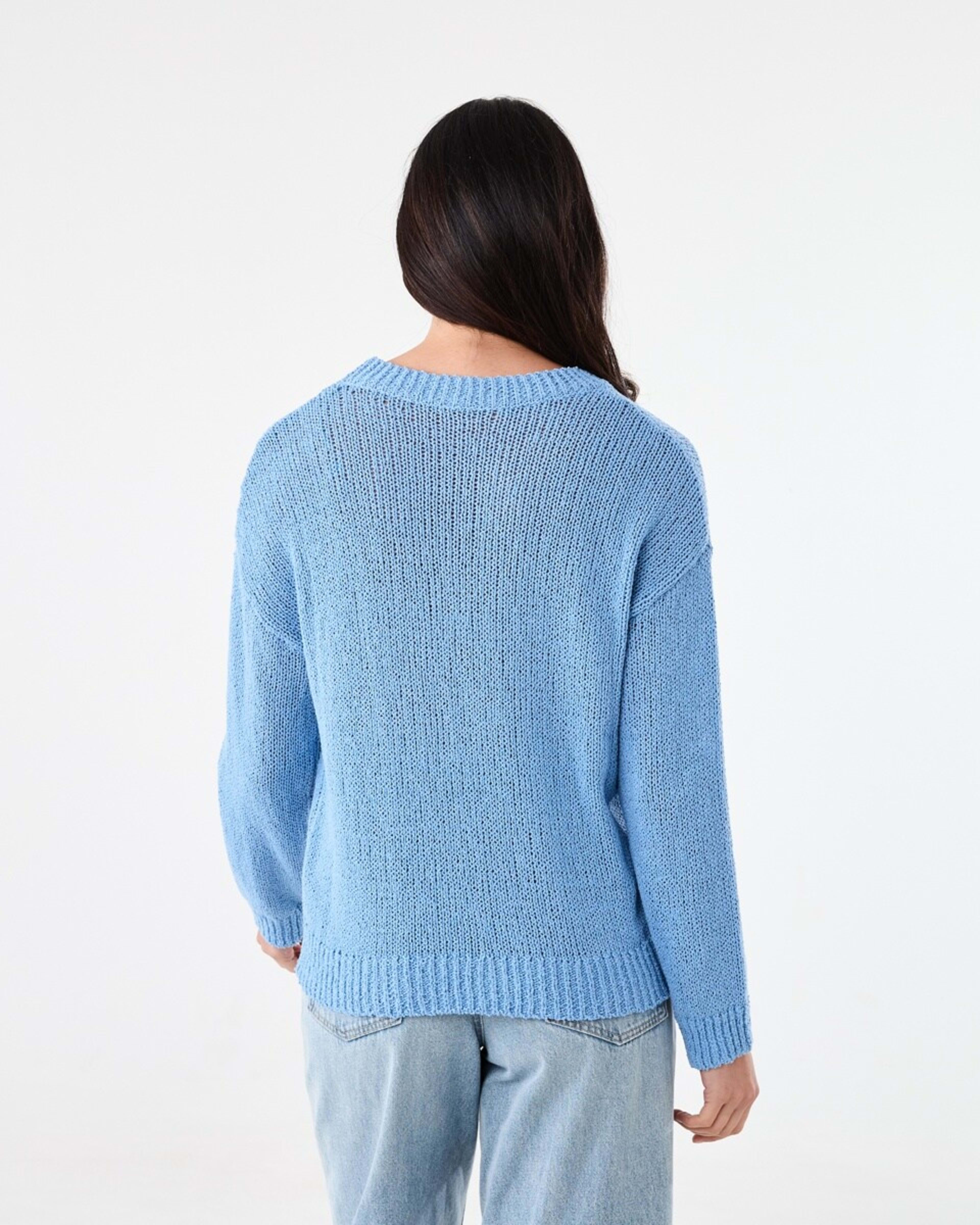 3 Cotton Slub Crew Jumper Cornflower, 3 of 5