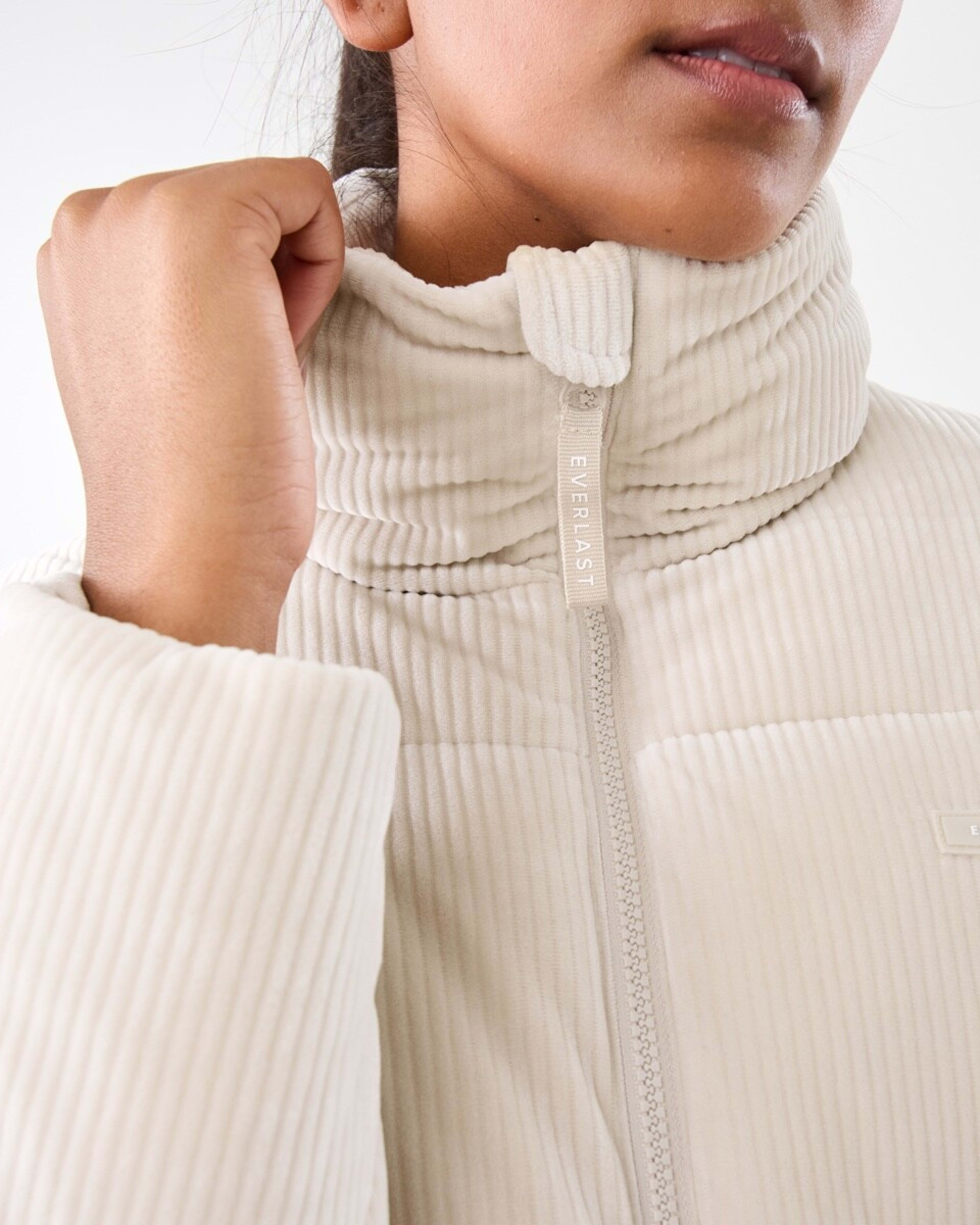 7 Everlast Womens Ribbed Velour Puffer Jacket Cool Beige, 7 of 9